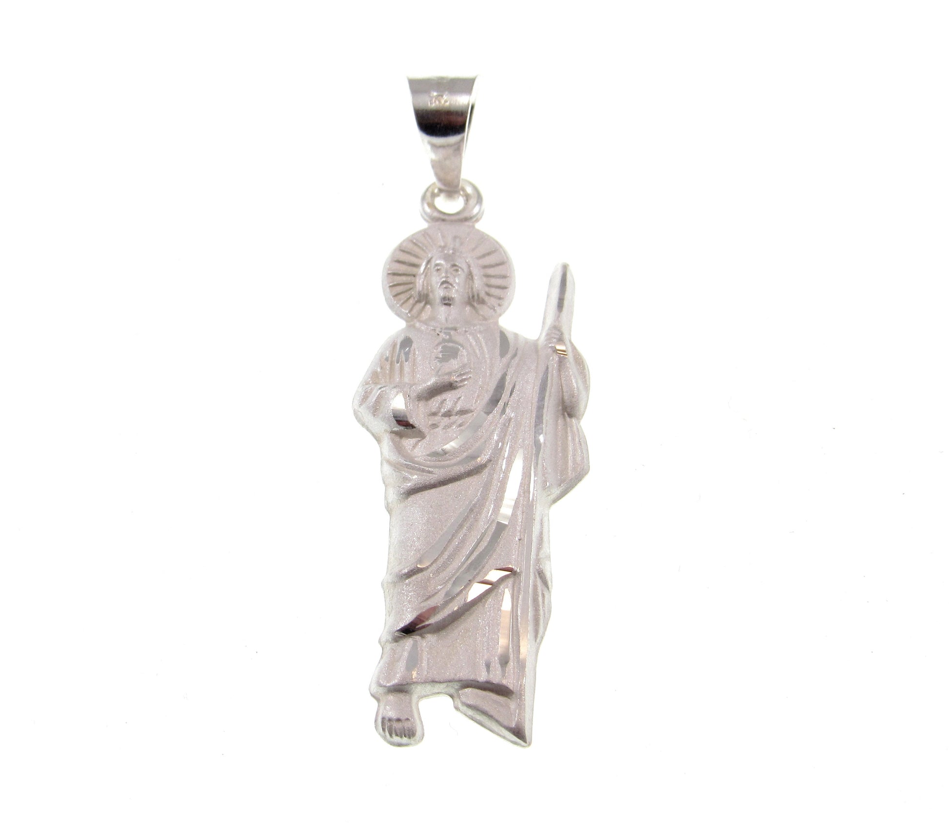 Solid 925 Sterling Silver Saint Jude Thaddaeus Pendant, Handcrafted Religious Jewelry, Apostle of Jesus Medal