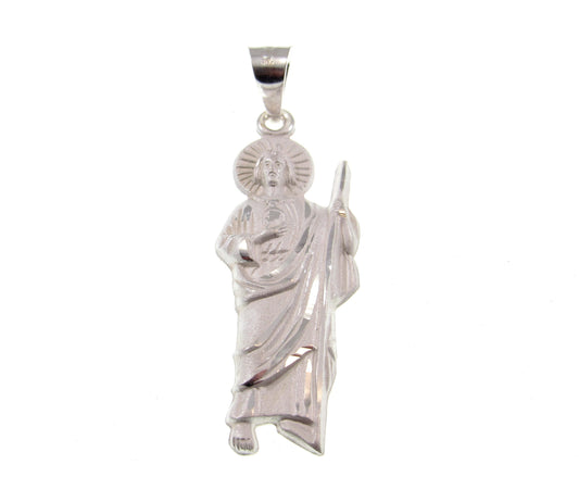 Solid 925 Sterling Silver Saint Jude Thaddaeus Pendant, Handcrafted Religious Jewelry, Apostle of Jesus Medal