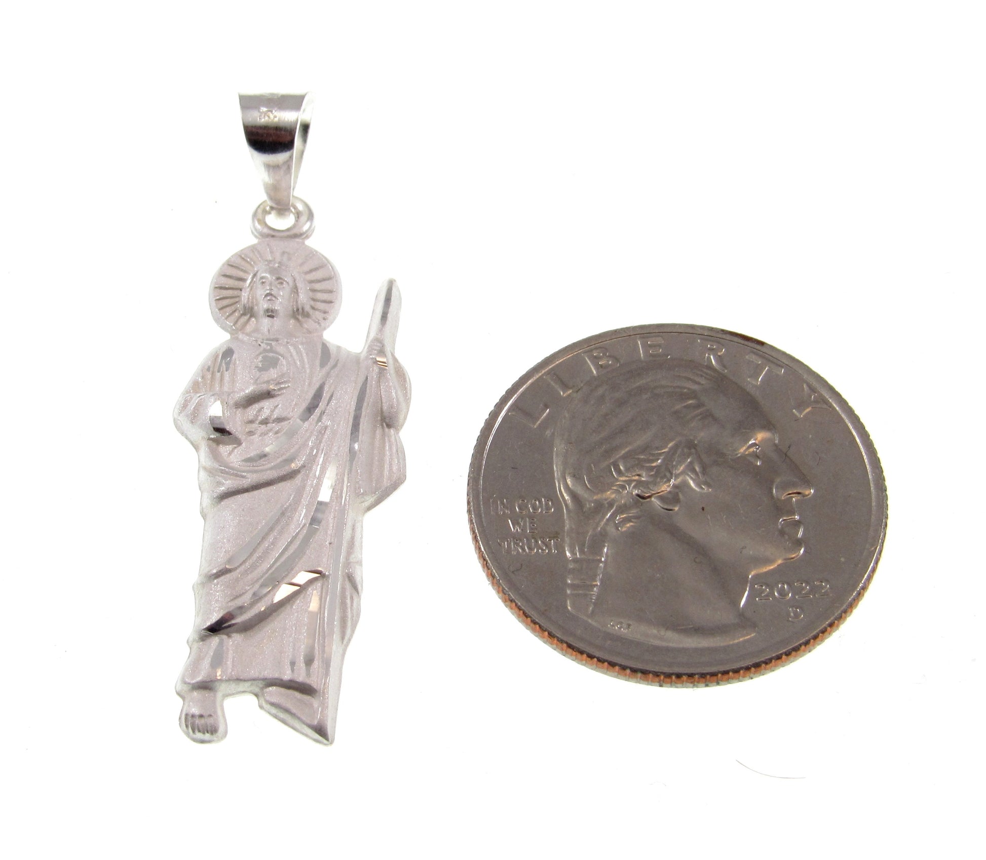 Solid 925 Sterling Silver Saint Jude Thaddaeus Pendant, Handcrafted Religious Jewelry, Apostle of Jesus Medal