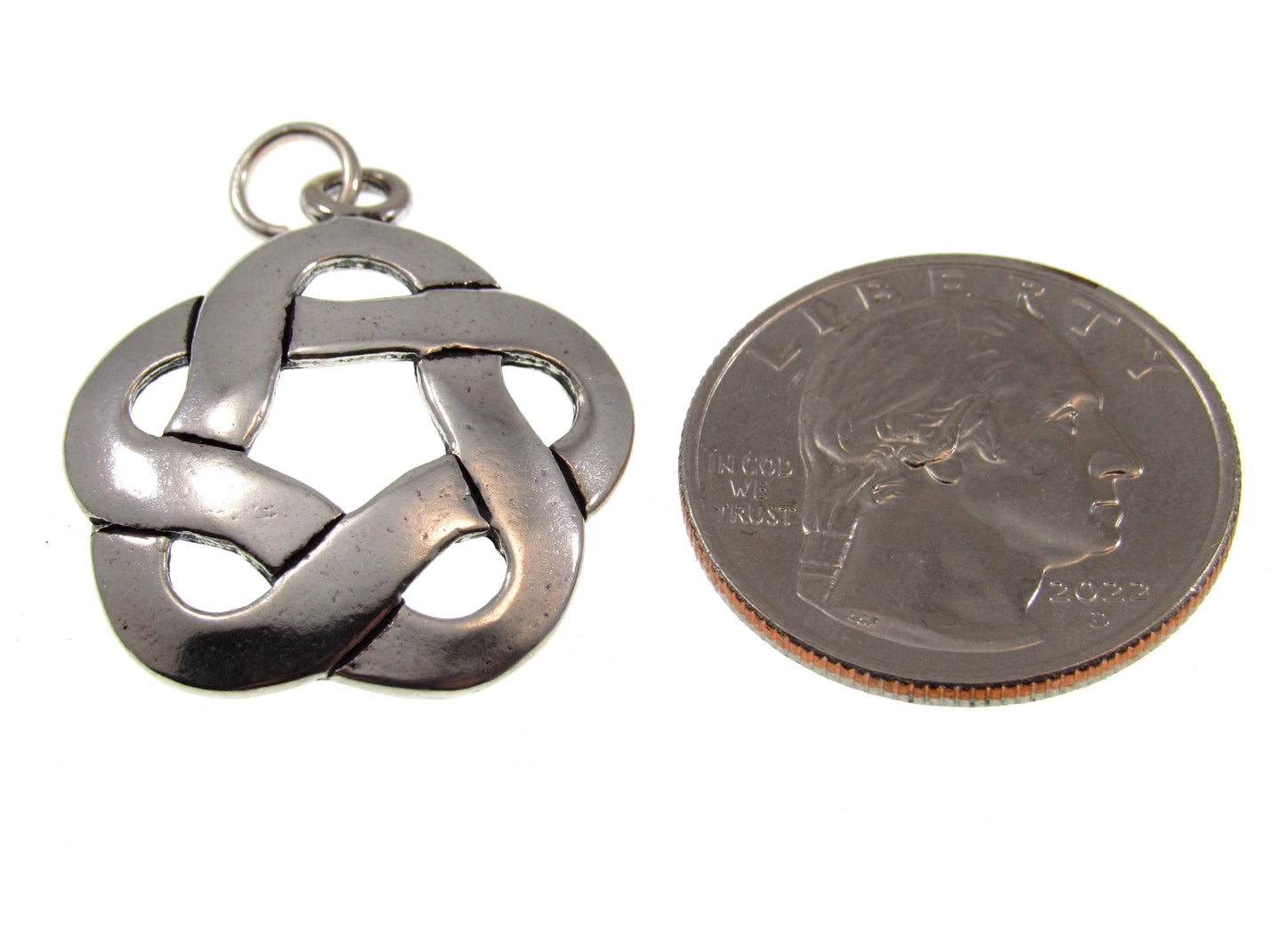 Solid 925 Sterling Silver Celtic Cinquefoil Knot Pendant, Solomon's Seal, Handcrafted Pentafoil Knot Jewelry