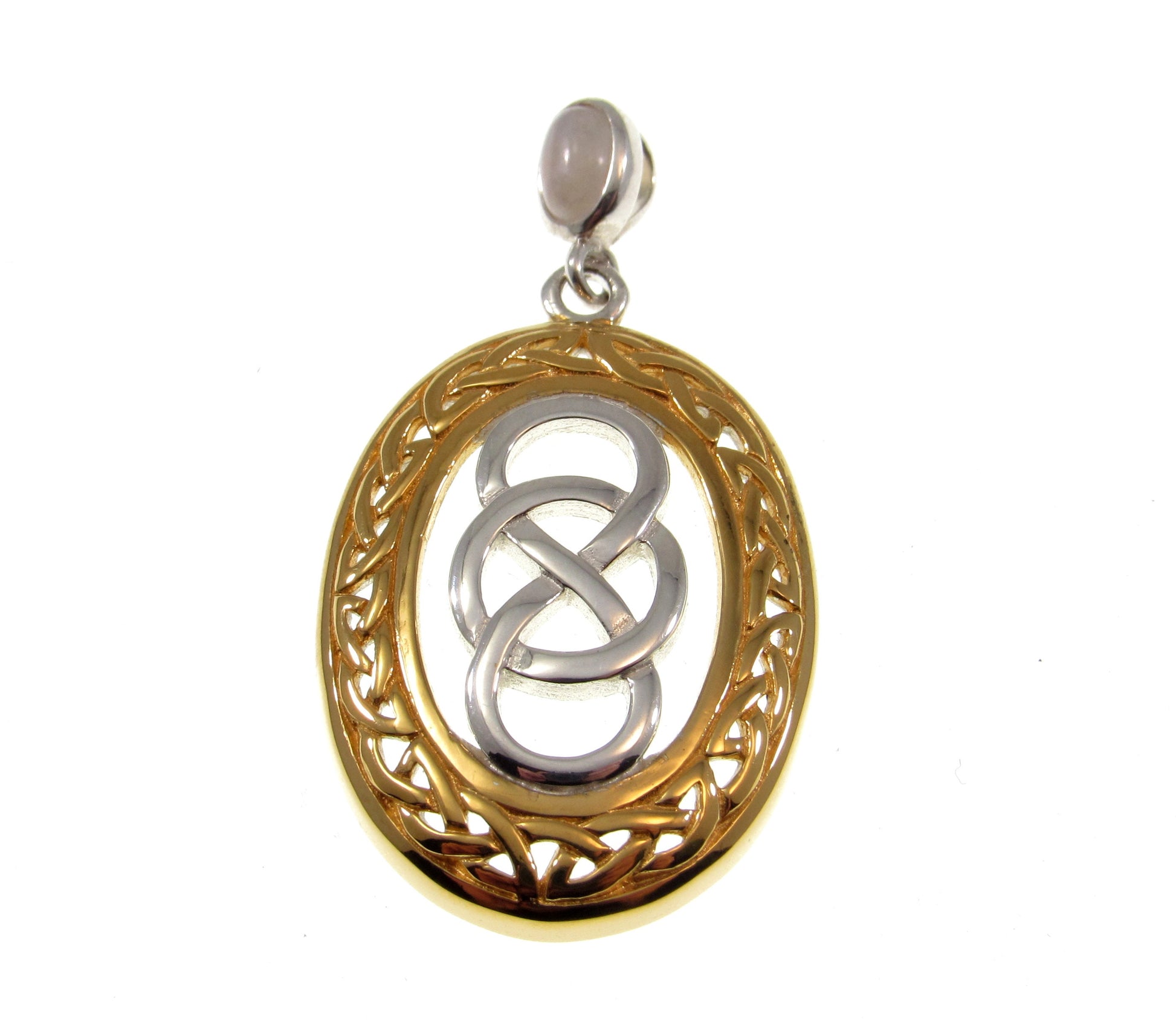 Solid 925 Sterling Silver & 18k Gold Celtic Infinity Knot Pendant, Handcrafted Magic Binding Spell Amulet