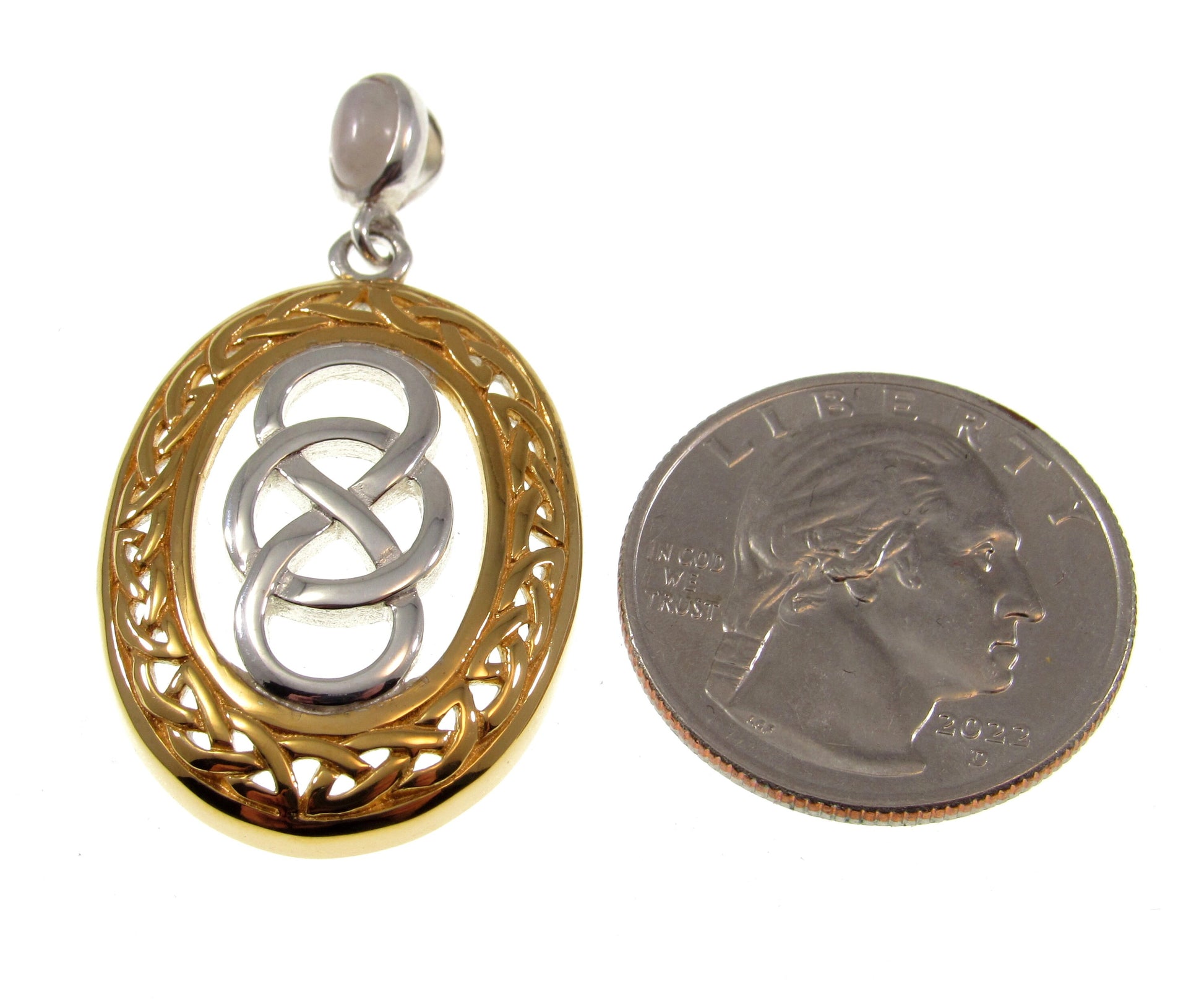 Solid 925 Sterling Silver & 18k Gold Celtic Infinity Knot Pendant, Handcrafted Magic Binding Spell Amulet