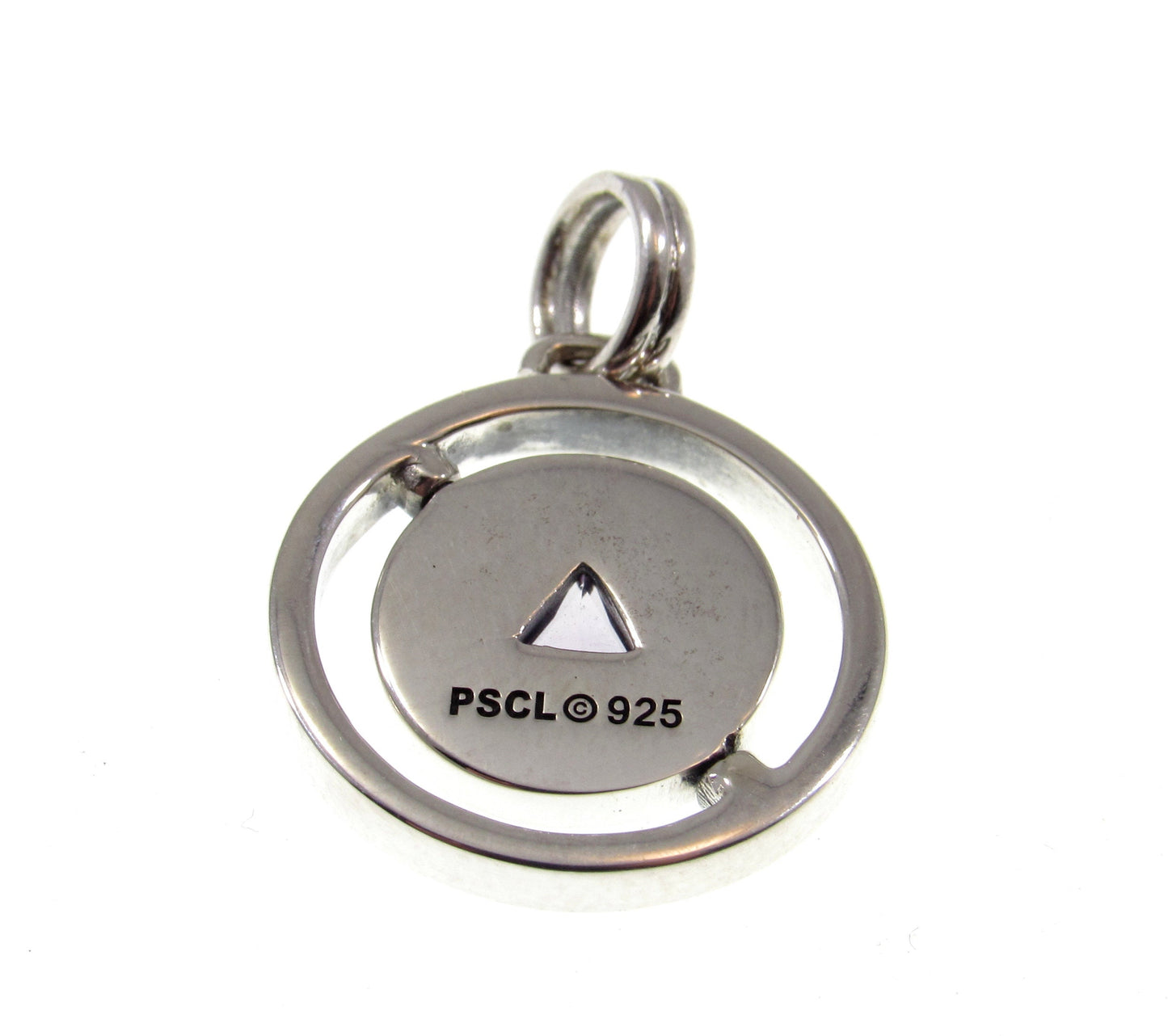 Solid 925 Sterling Silver Double Circle A Road to Recovery Pendant with Faceted Trillion Cut Purple Amethyst Gemstone