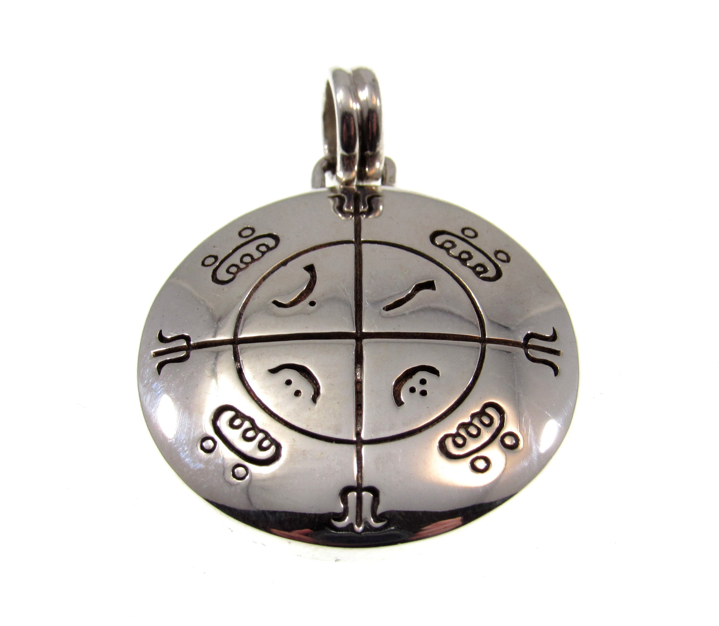 Solid 925 Sterling Silver Mohammedan Magic Circle Amulet, Handcrafted Protection Pendant Talisman