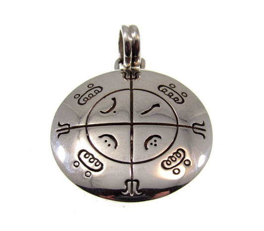 Solid 925 Sterling Silver Mohammedan Magic Circle Amulet, Handcrafted Protection Pendant Talisman