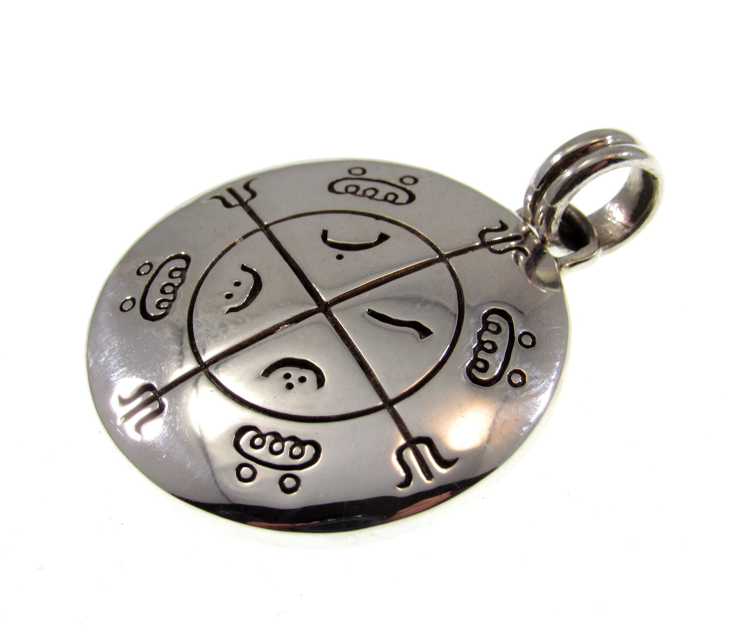 Solid 925 Sterling Silver Mohammedan Magic Circle Amulet, Handcrafted Protection Pendant Talisman