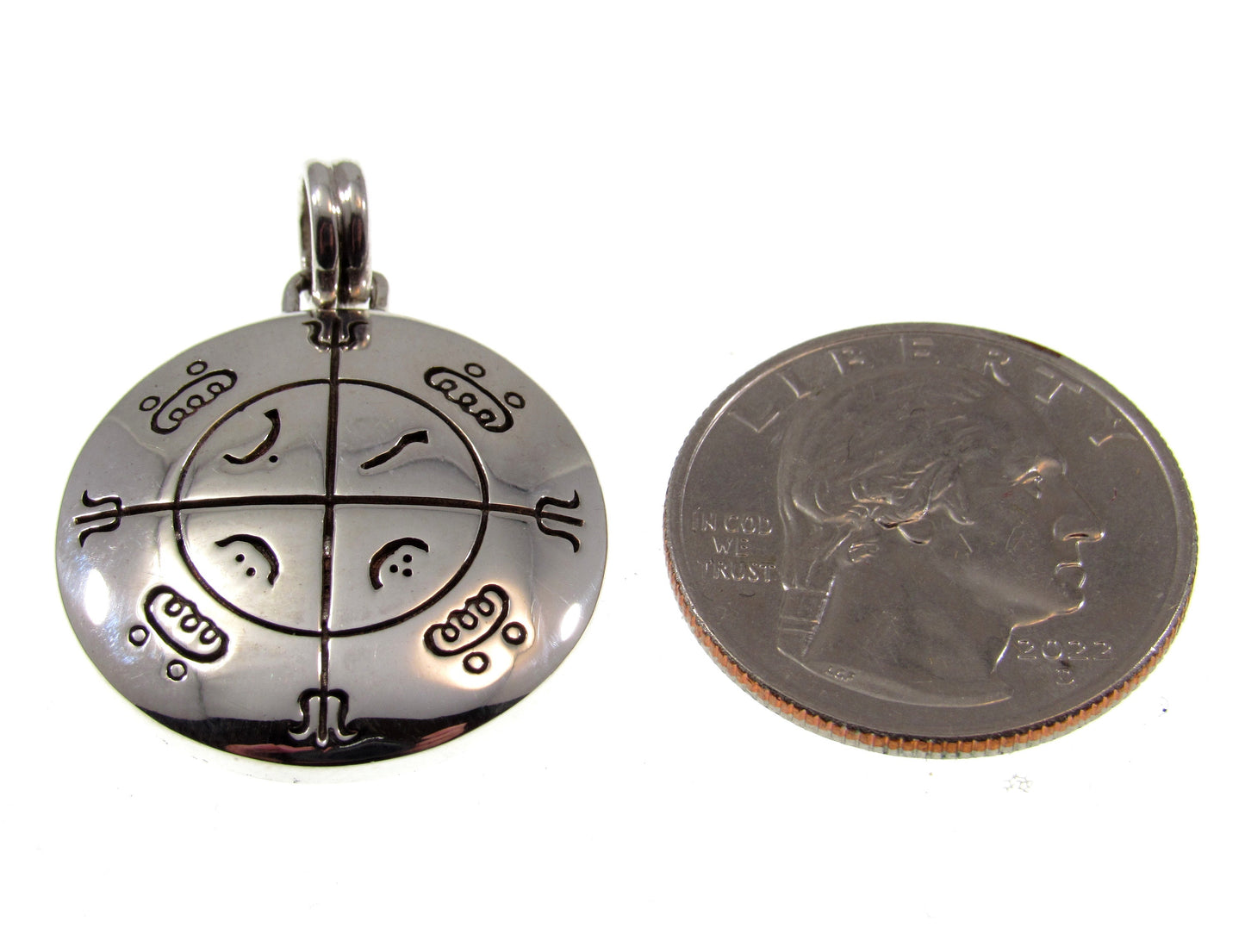 Solid 925 Sterling Silver Mohammedan Magic Circle Amulet, Handcrafted Protection Pendant Talisman