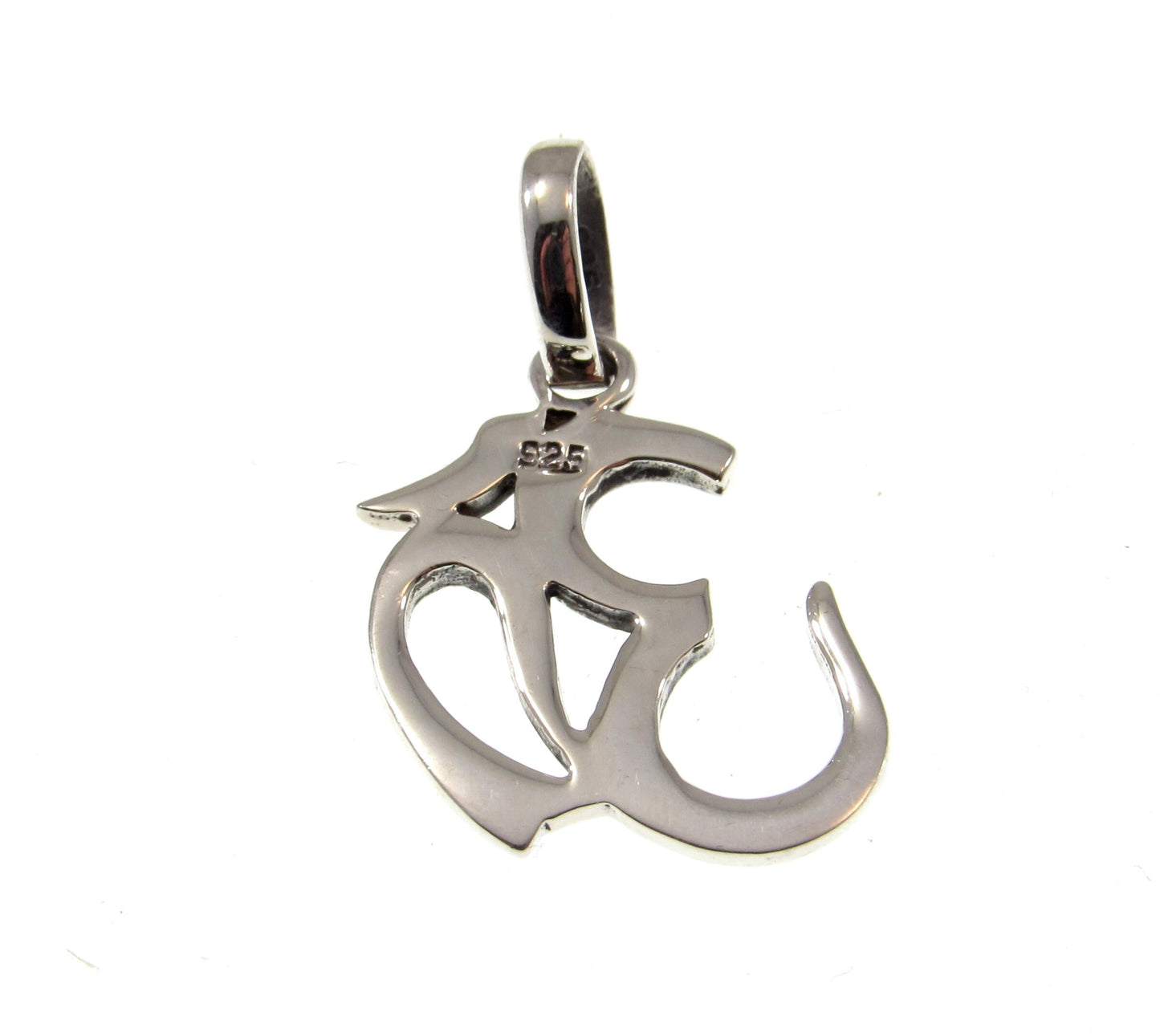 Solid 925 Sterling Silver Om Symbol Pendant With Black Onyx Inlay, Handcrafted Hindu Ohm Aum Yoga Meditation Jewelry