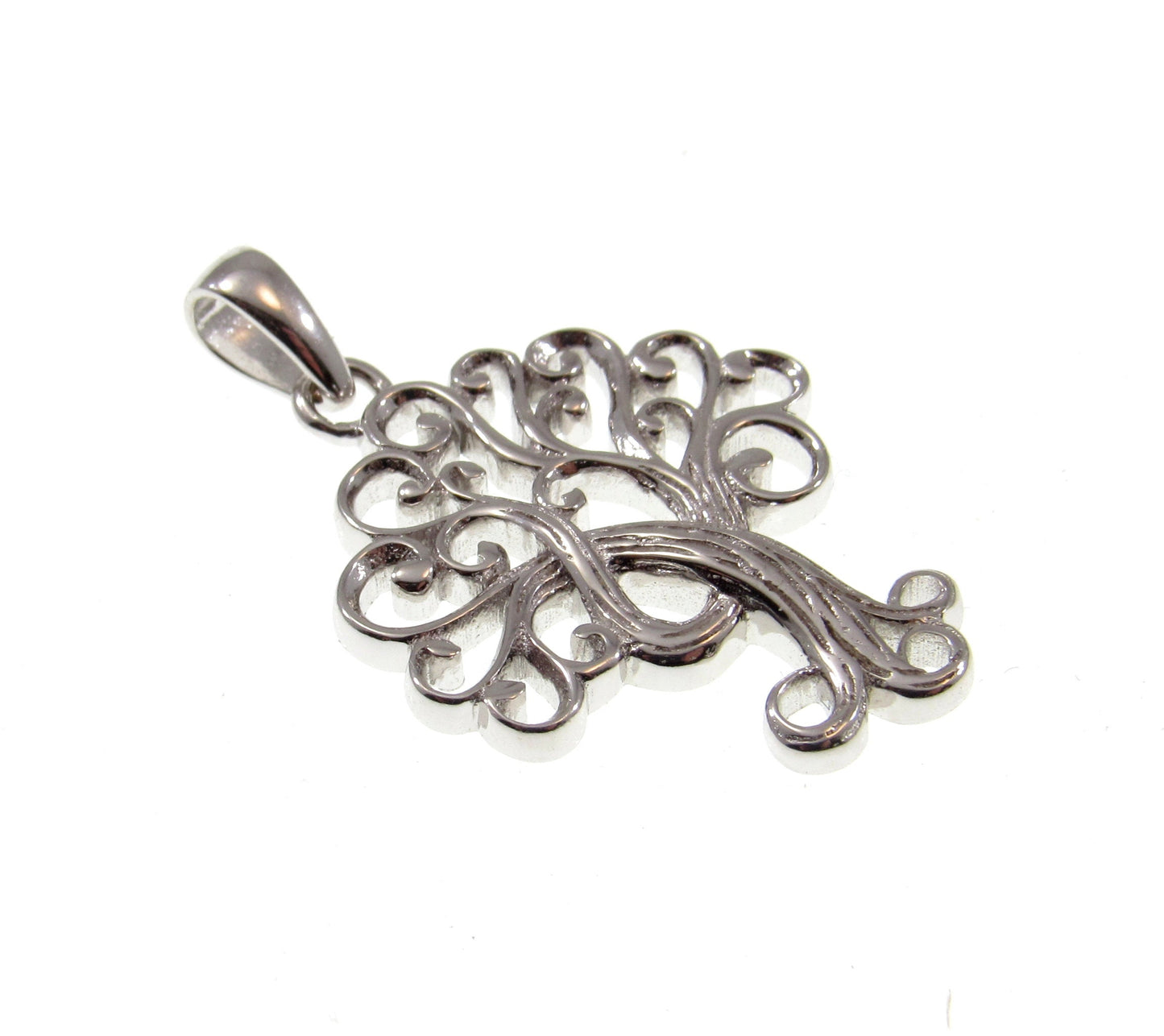Solid 925 Sterling Silver Ornate Tree of Life Charm, Handcrafted Yggdrasil Pendant