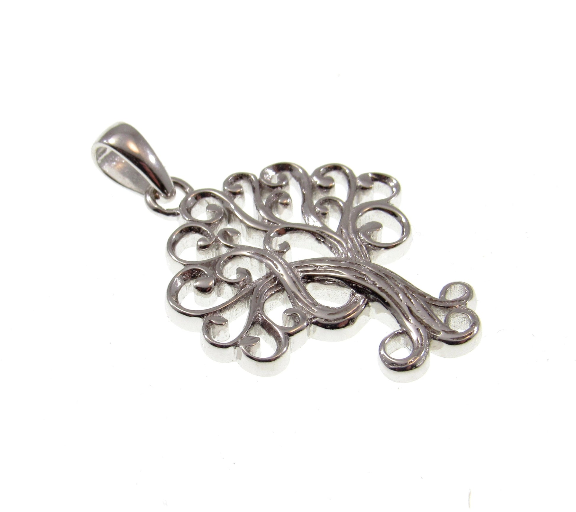 Solid 925 Sterling Silver Ornate Tree of Life Charm, Handcrafted Yggdrasil Pendant