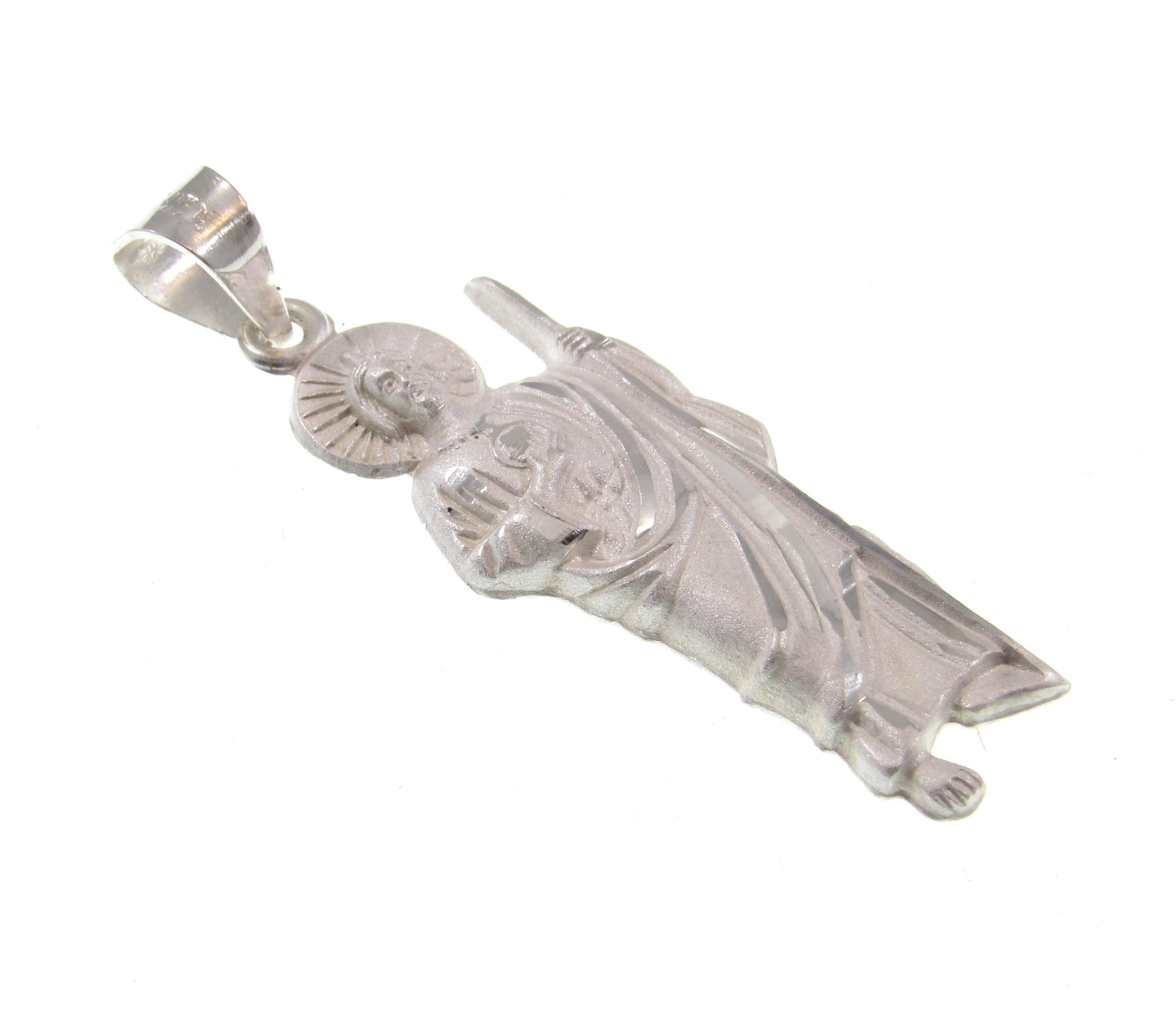 Solid 925 Sterling Silver Saint Jude Thaddaeus Pendant, Handcrafted Religious Jewelry, Apostle of Jesus Medal