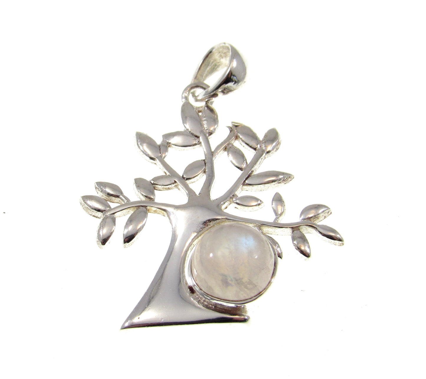 Solid 925 Sterling Silver Tree of Life Pendant With Gemstone Cabochon, Handcrafted Yggdrasil Jewelry, Onyx Moonstone or Turquoise