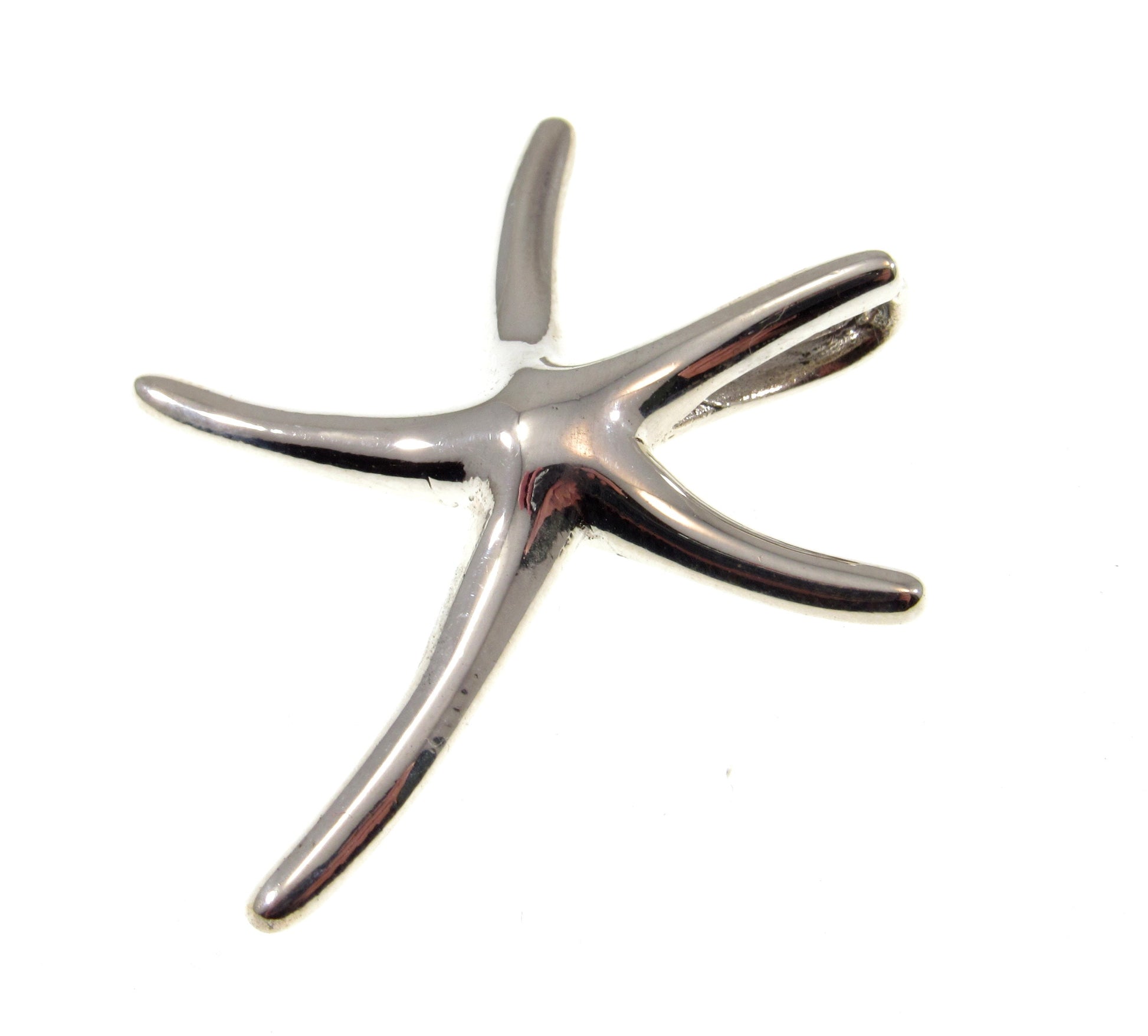 Solid 925 Sterling Silver Starfish Slide Pendant, Polished Sea Life Jewelry, Choose Size: Medium or Large, Nautical Beachcore Jewelry