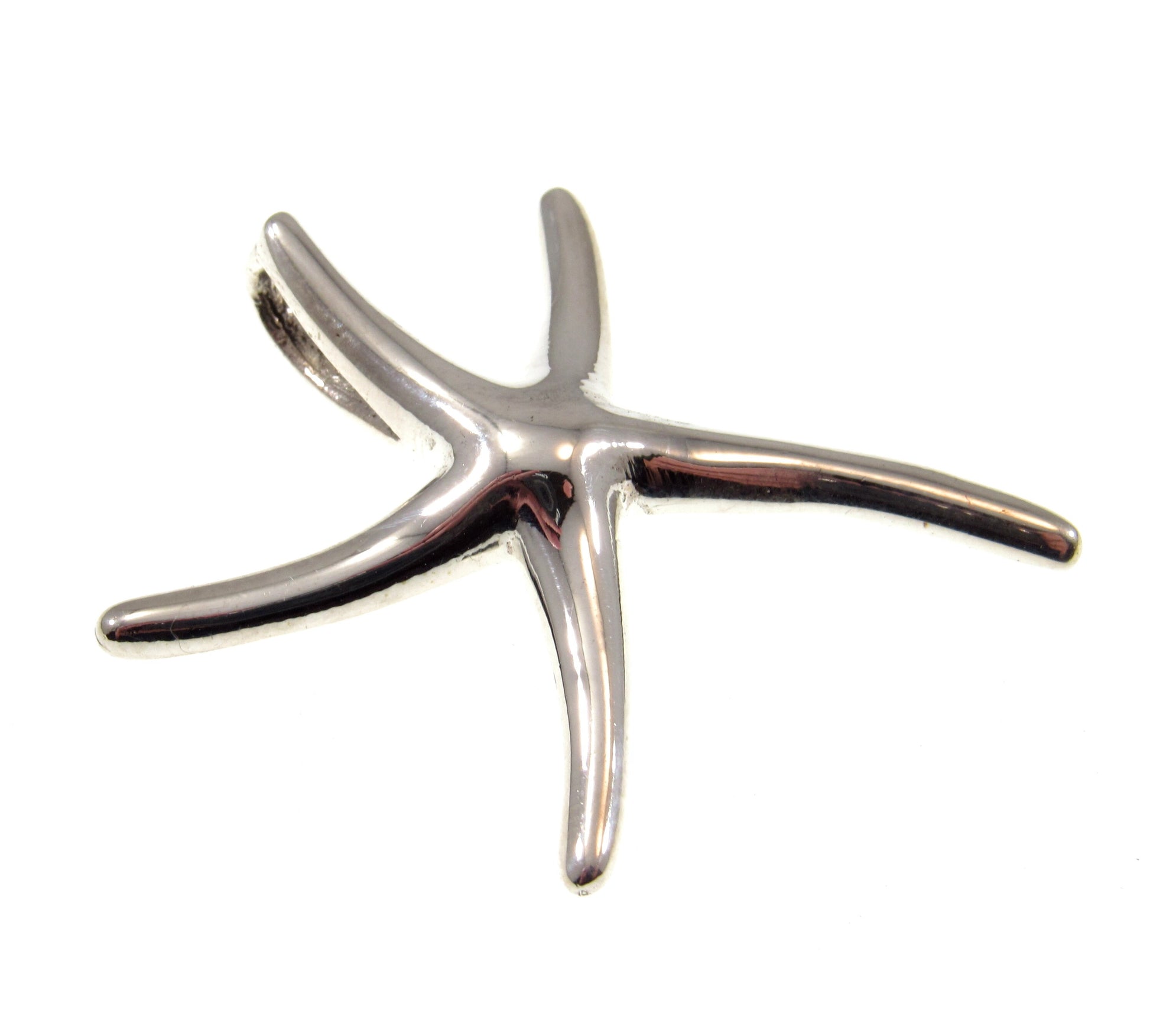 Solid 925 Sterling Silver Starfish Slide Pendant, Polished Sea Life Jewelry, Choose Size: Medium or Large, Nautical Beachcore Jewelry