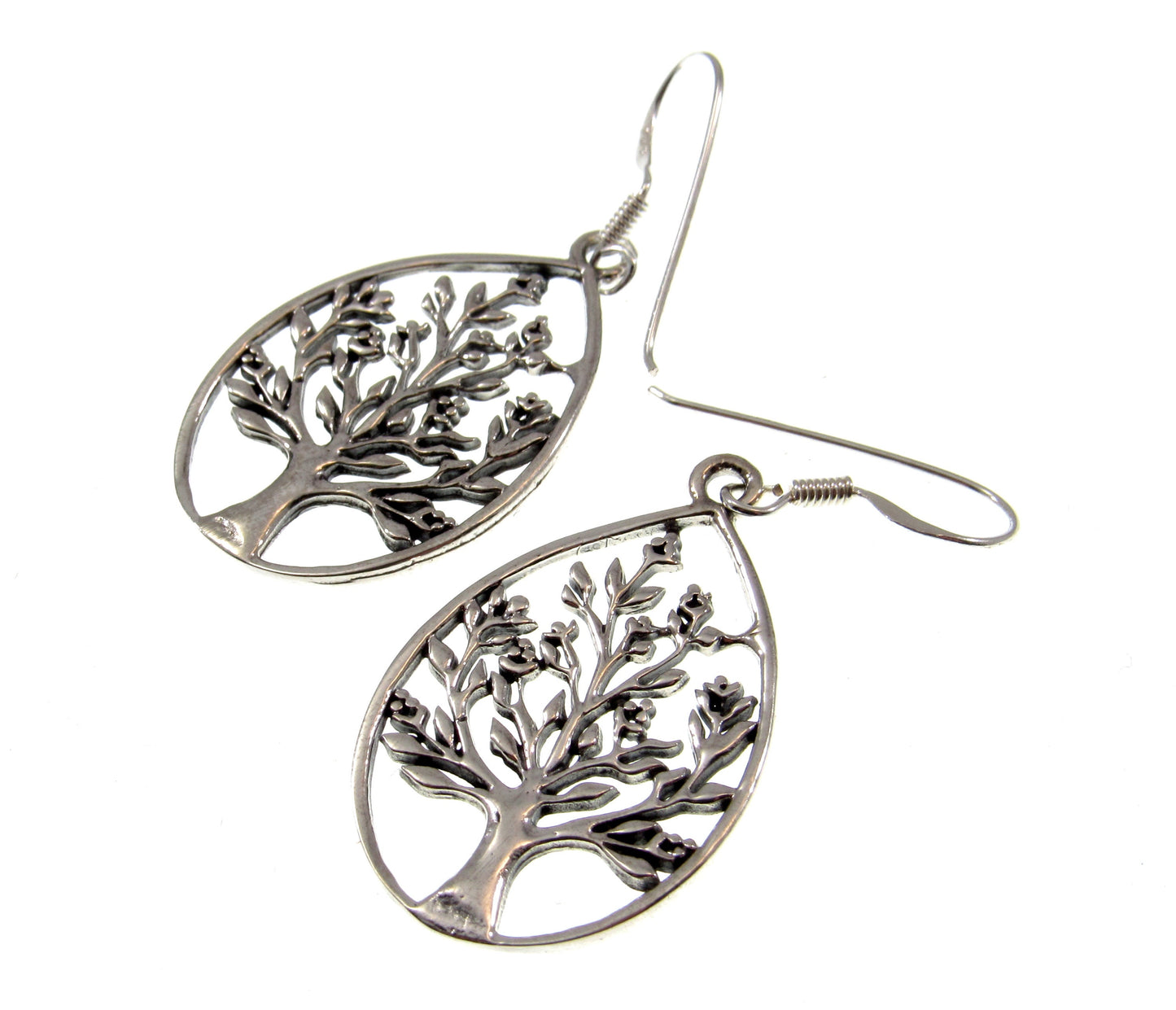 Solid 925 Sterling Silver Tree of Life Earrings, Drop Dangle Hook Earrings, Yggdrasil Sacred Tree Jewelry, Celtic Forestcore Fairycore Gift