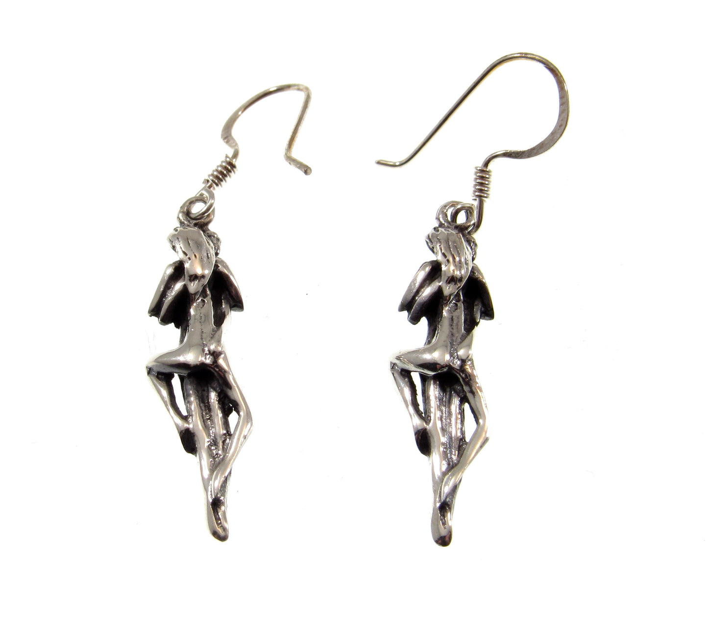 Solid 925 Sterling Silver 3D Kama Sutra Earrings, Handcrafted Drop Dangle Hook Earrings, Lovers Embrace Post, Erotic Abstract Jewelry
