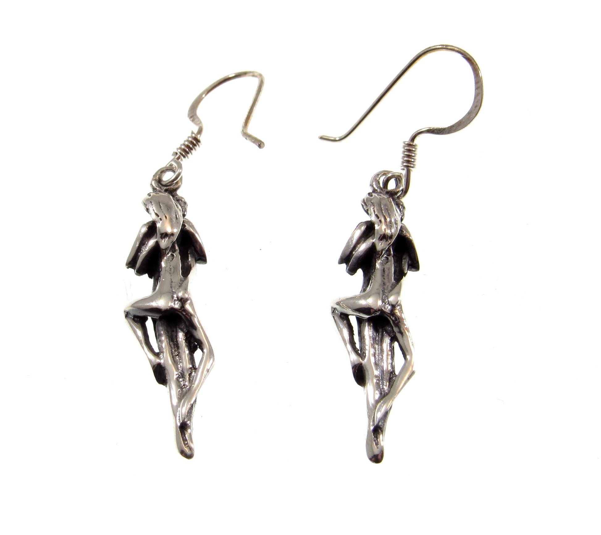 Solid 925 Sterling Silver 3D Kama Sutra Earrings, Handcrafted Drop Dangle Hook Earrings, Lovers Embrace Post, Erotic Abstract Jewelry