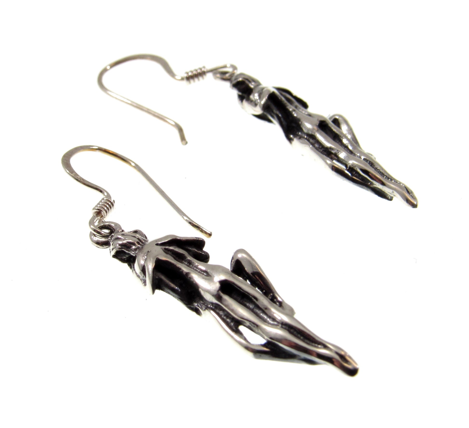 Solid 925 Sterling Silver 3D Kama Sutra Earrings, Handcrafted Drop Dangle Hook Earrings, Lovers Embrace Post, Erotic Abstract Jewelry