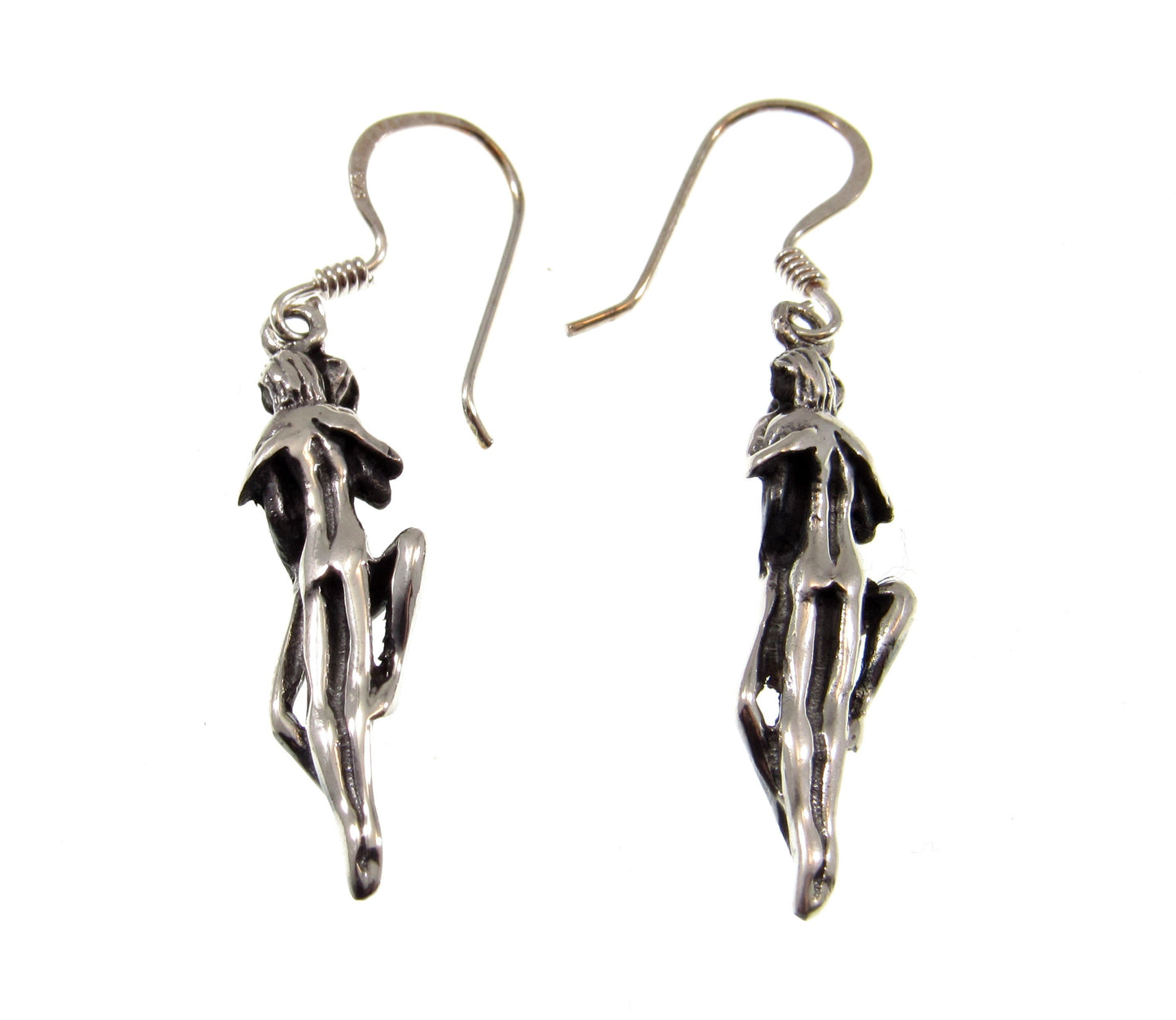 Solid 925 Sterling Silver 3D Kama Sutra Earrings, Handcrafted Drop Dangle Hook Earrings, Lovers Embrace Post, Erotic Abstract Jewelry