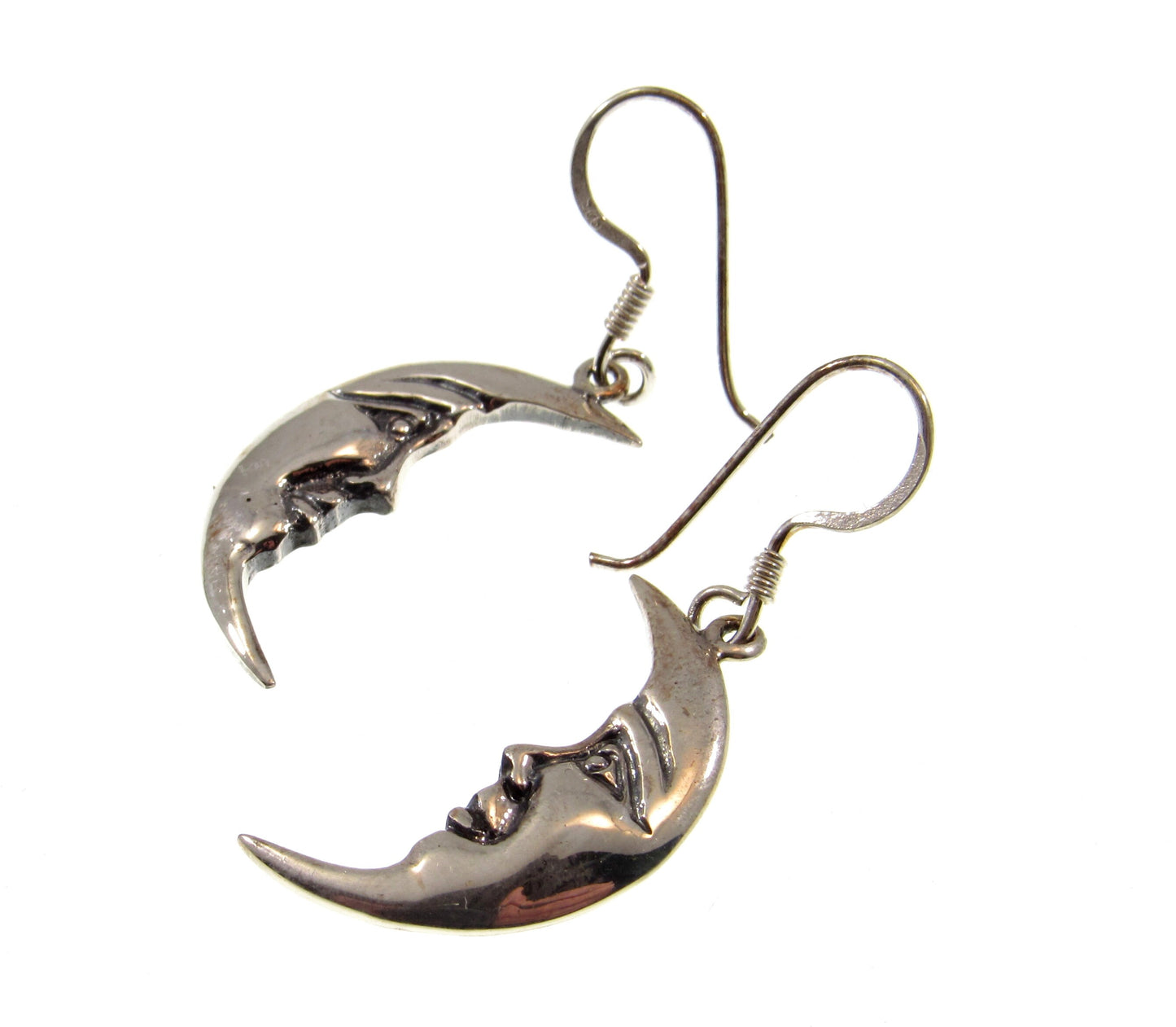 Solid 925 Sterling Silver Crescent Moon Earrings, Handcrafted Drop Dangle Hook Earrings, Cosmic & Celestial Jewelry