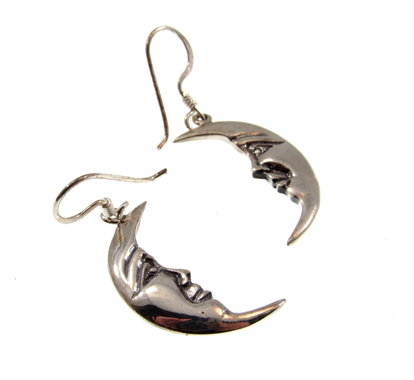 Solid 925 Sterling Silver Crescent Moon Earrings, Handcrafted Drop Dangle Hook Earrings, Cosmic & Celestial Jewelry