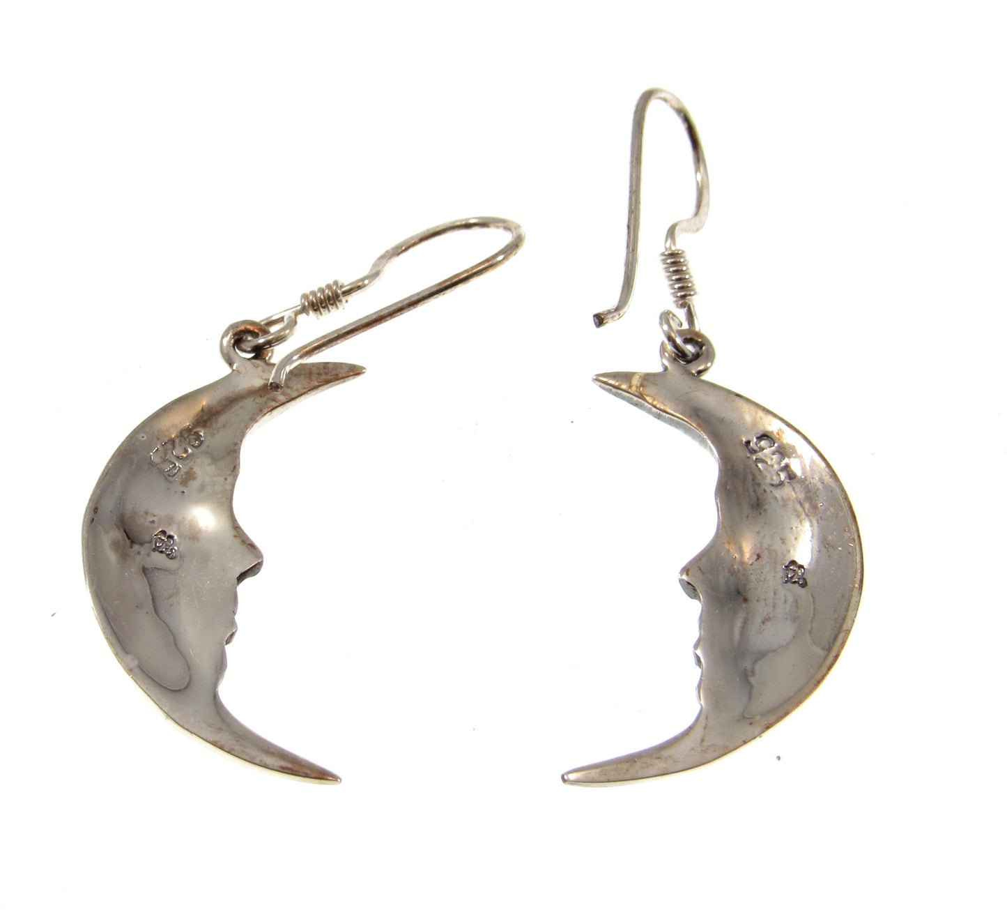 Solid 925 Sterling Silver Crescent Moon Earrings, Handcrafted Drop Dangle Hook Earrings, Cosmic & Celestial Jewelry