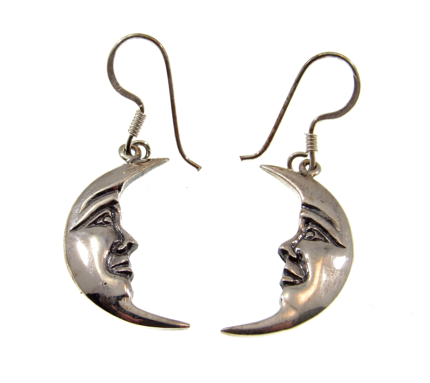 Solid 925 Sterling Silver Crescent Moon Earrings, Handcrafted Drop Dangle Hook Earrings, Cosmic & Celestial Jewelry