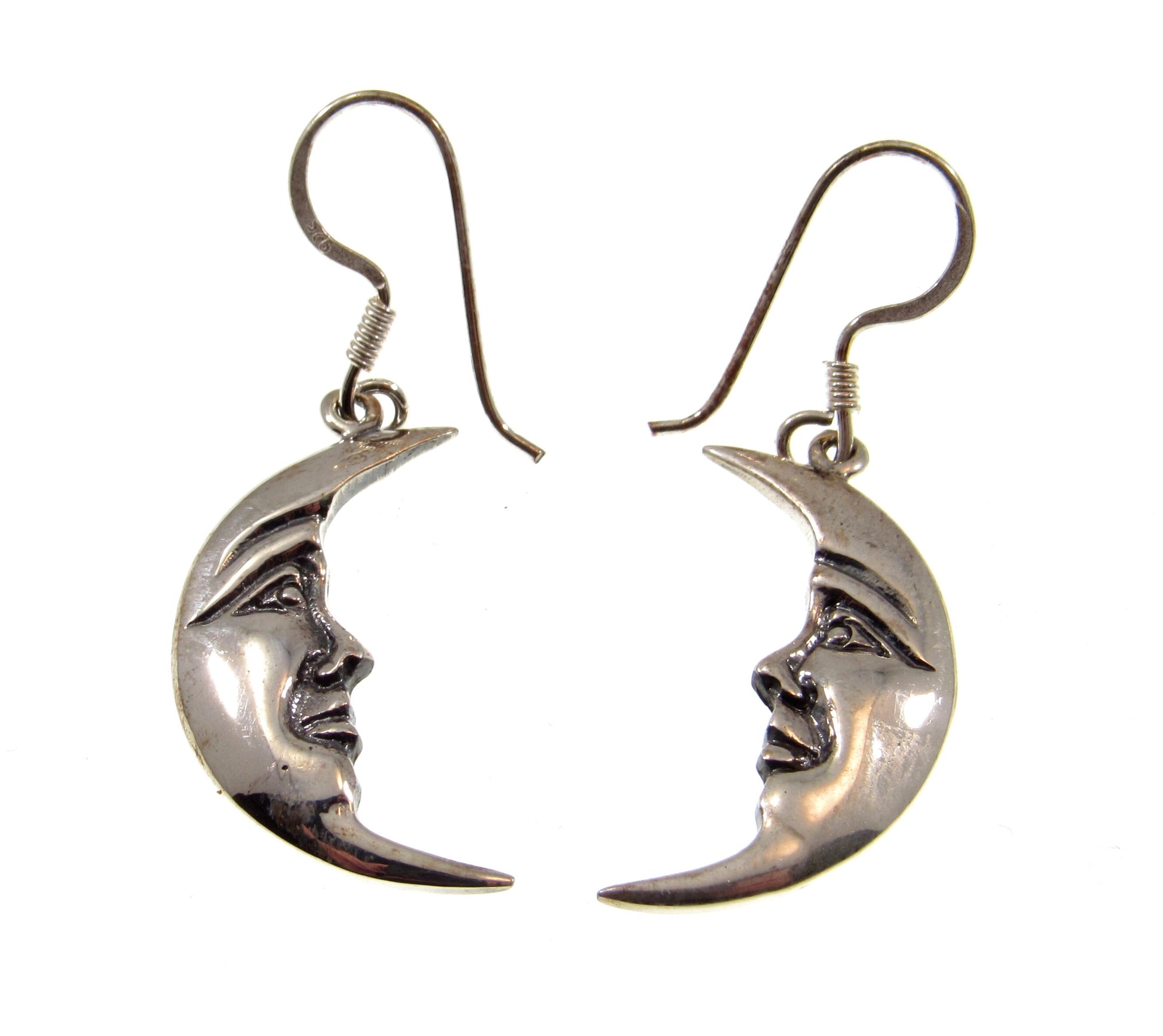 Solid 925 Sterling Silver Crescent Moon Earrings, Handcrafted Drop Dangle Hook Earrings, Cosmic & Celestial Jewelry
