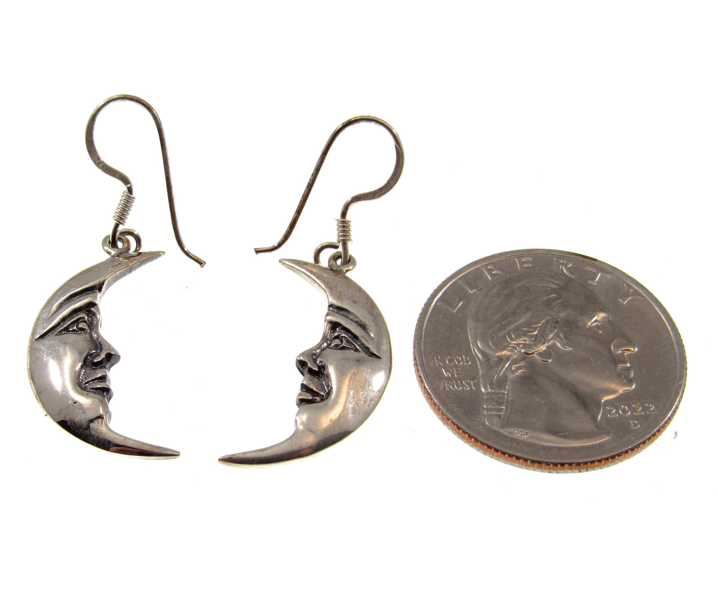 Solid 925 Sterling Silver Crescent Moon Earrings, Handcrafted Drop Dangle Hook Earrings, Cosmic & Celestial Jewelry