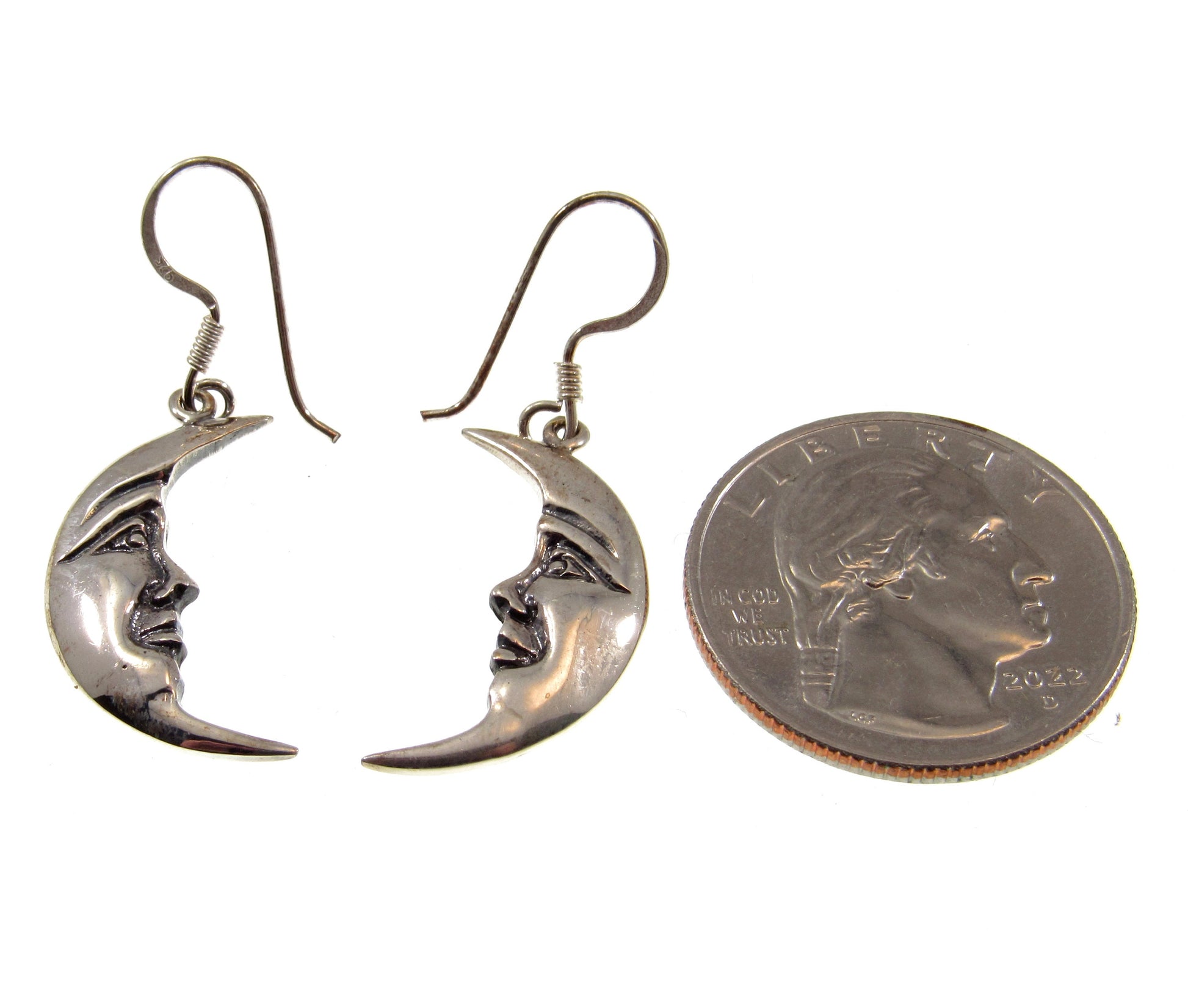 Solid 925 Sterling Silver Crescent Moon Earrings, Handcrafted Drop Dangle Hook Earrings, Cosmic & Celestial Jewelry