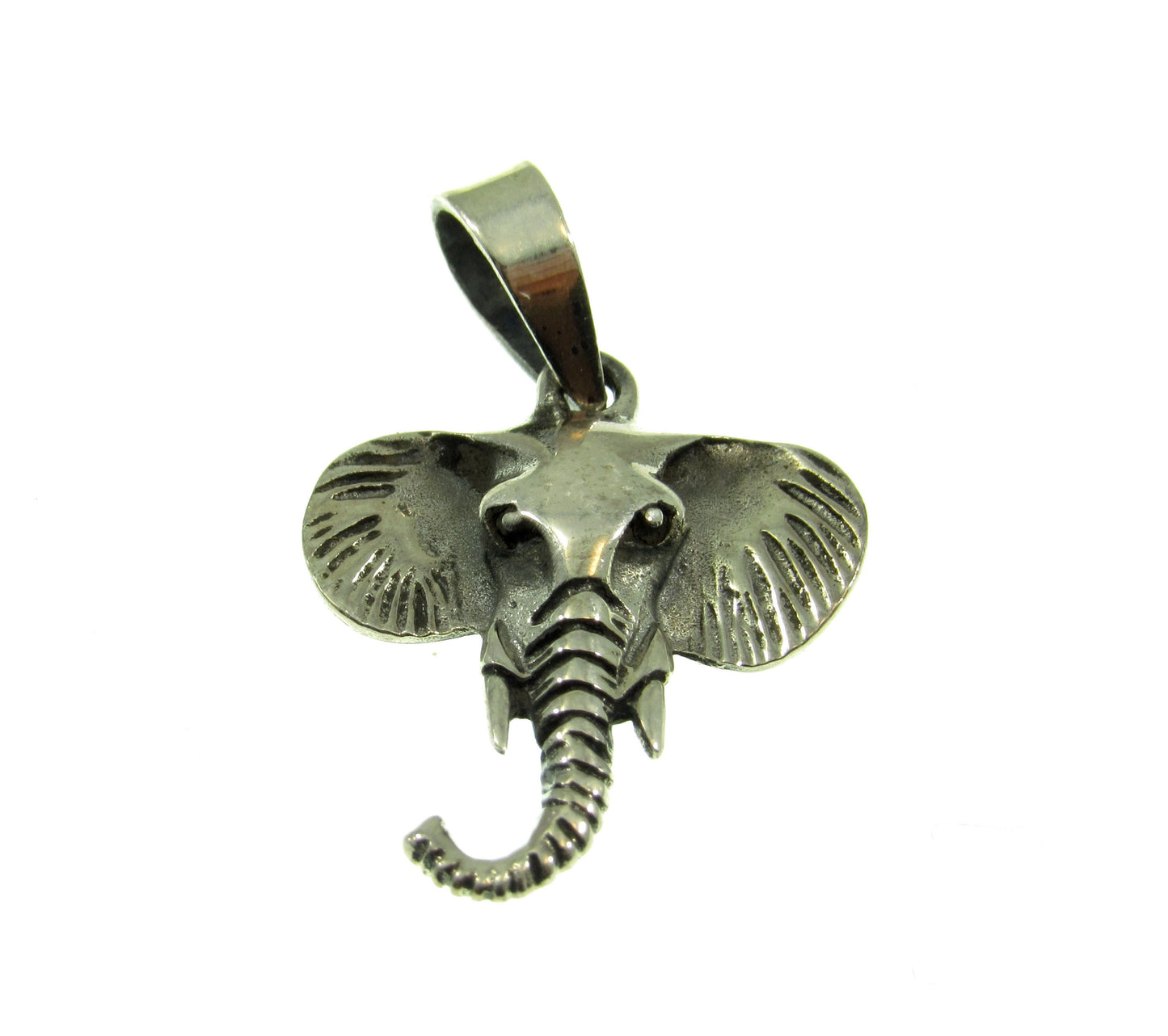 Solid 925 Sterling Silver Elephant Head Pendant – Tribal Elephant Jewelry, Good Luck Totem, Wildlife Gift, African Safari Charm