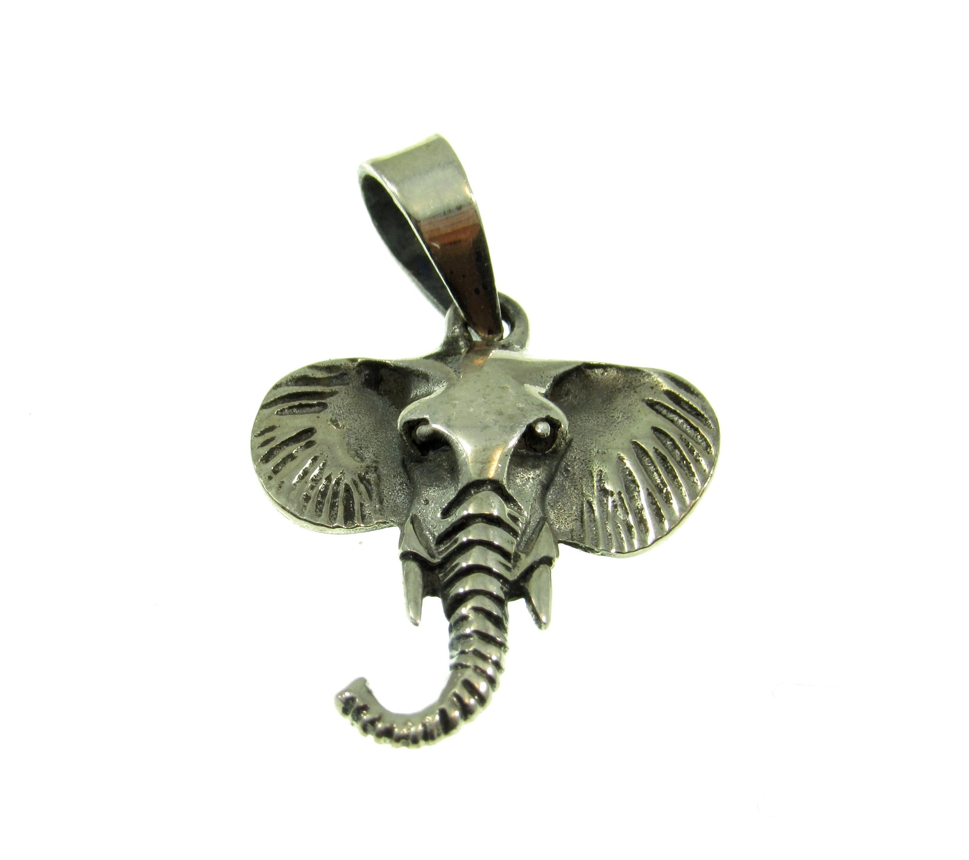Solid 925 Sterling Silver Elephant Head Pendant – Tribal Elephant Jewelry, Good Luck Totem, Wildlife Gift, African Safari Charm