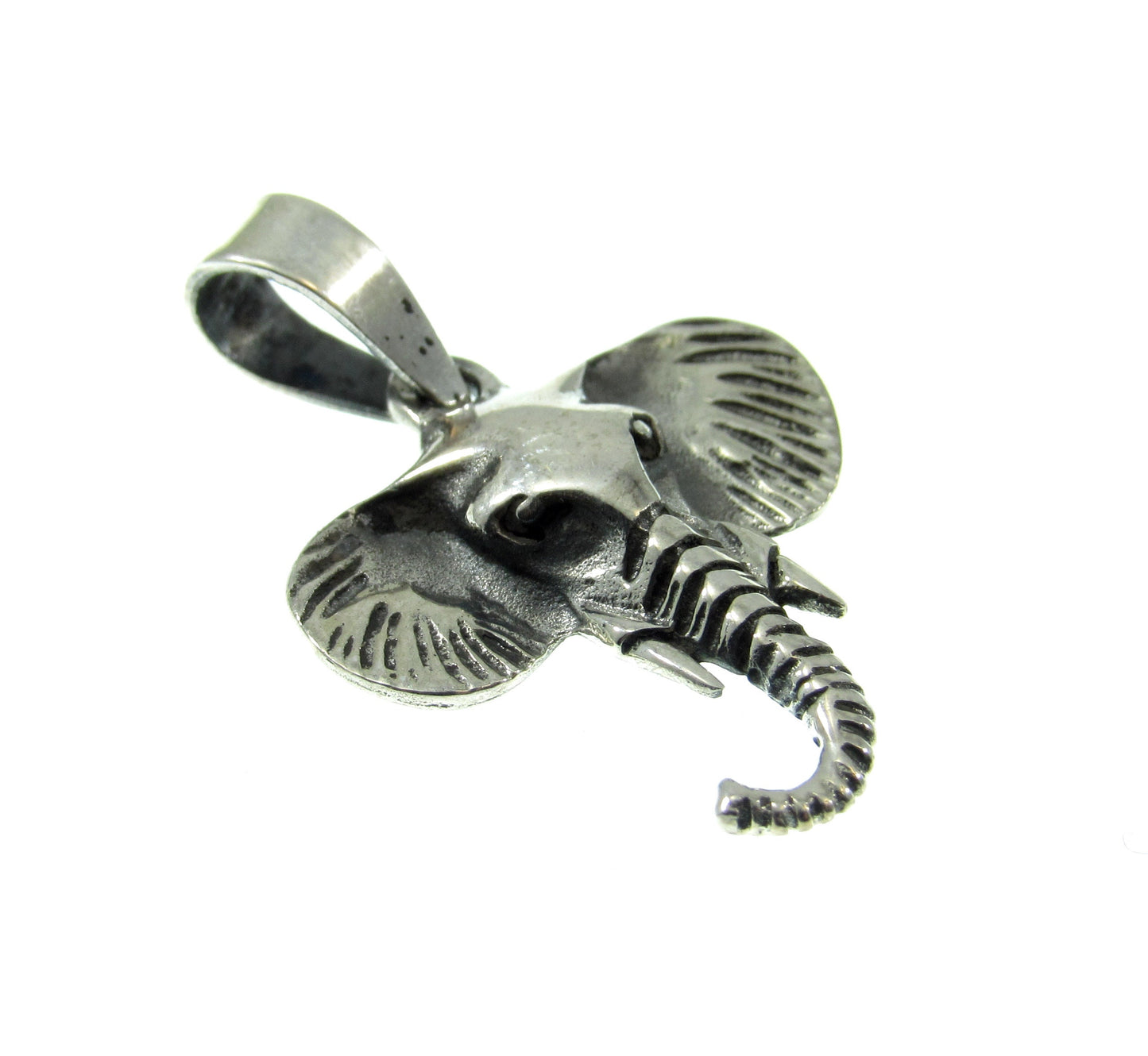 Solid 925 Sterling Silver Elephant Head Pendant – Tribal Elephant Jewelry, Good Luck Totem, Wildlife Gift, African Safari Charm