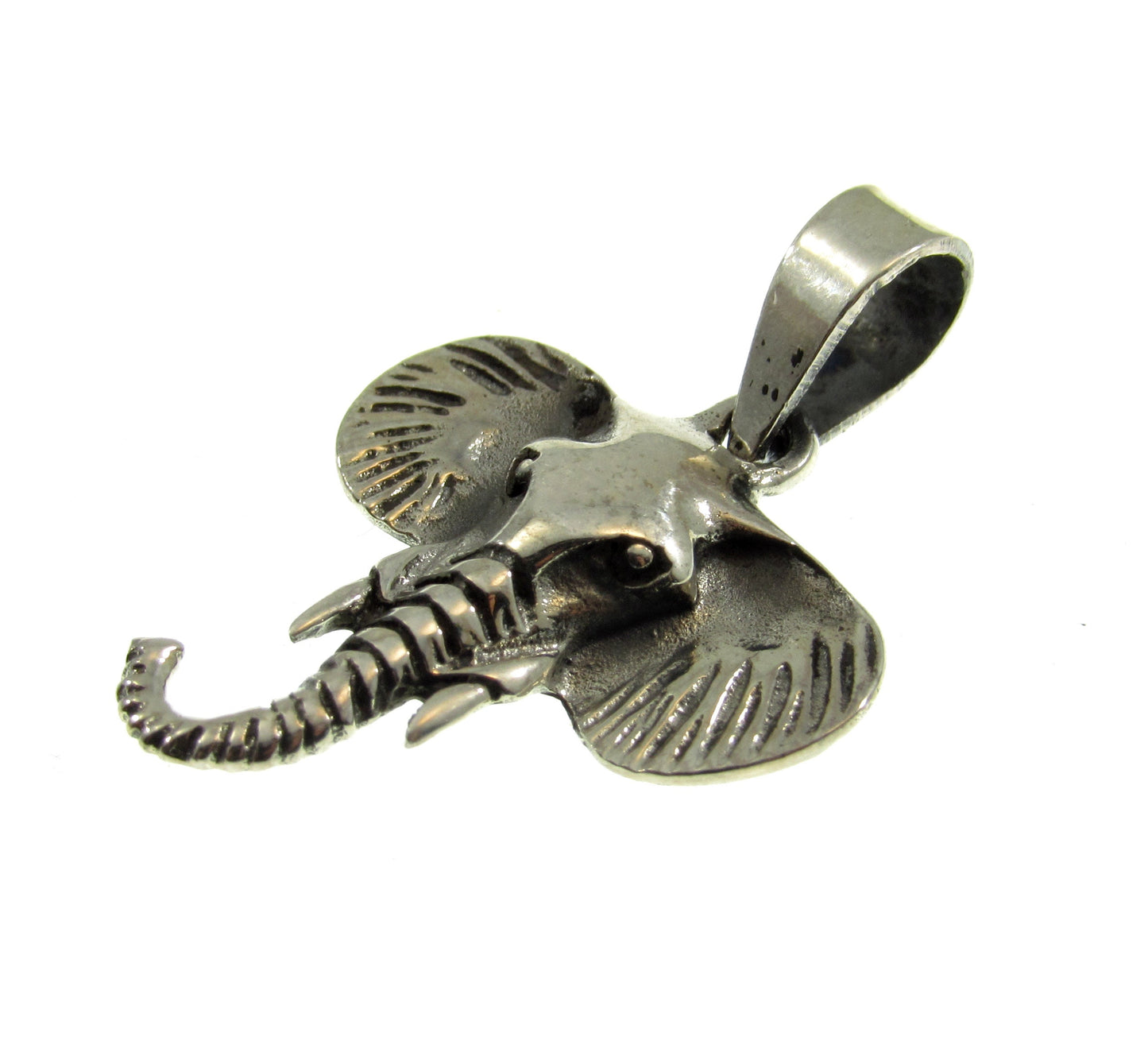 Solid 925 Sterling Silver Elephant Head Pendant – Tribal Elephant Jewelry, Good Luck Totem, Wildlife Gift, African Safari Charm