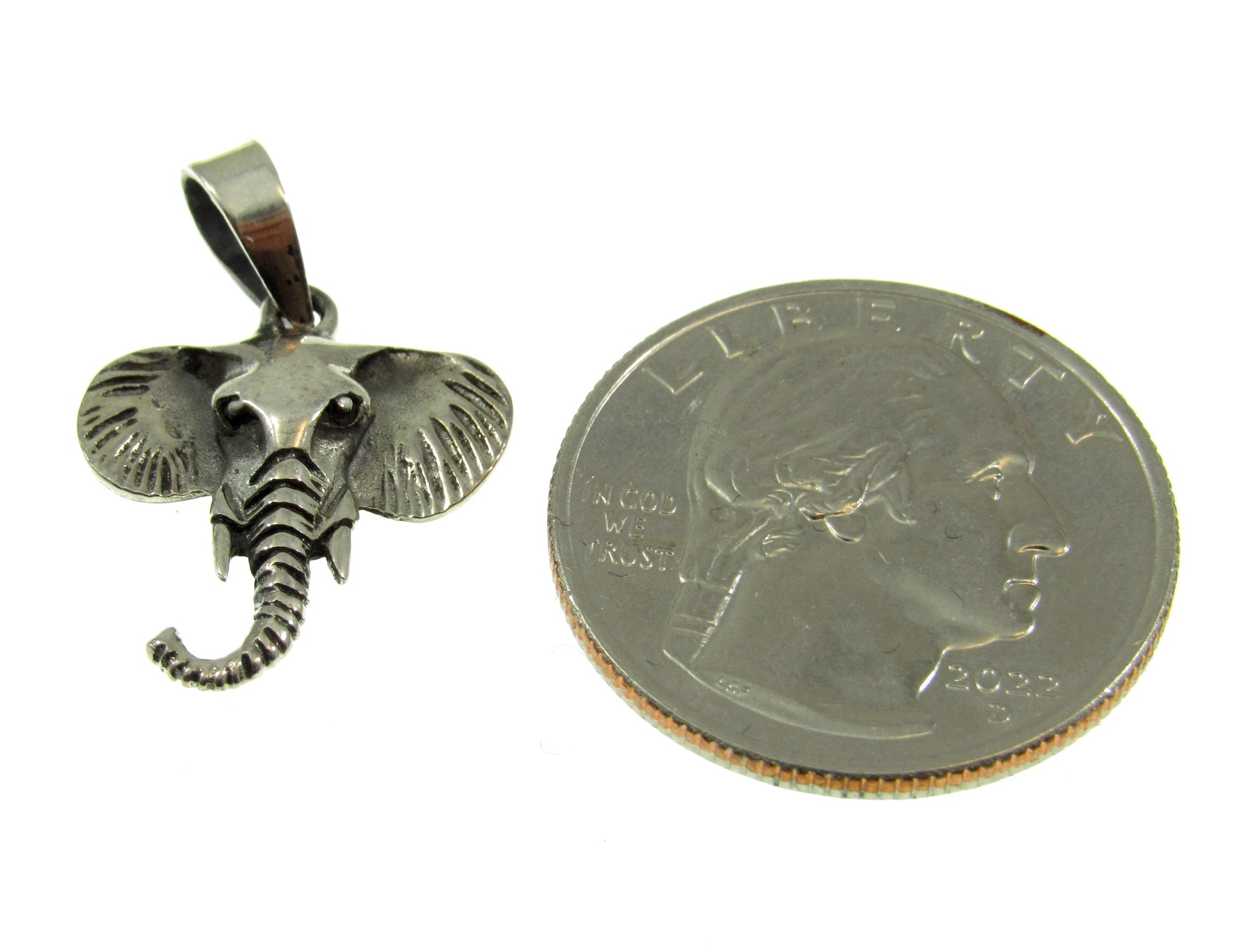 Solid 925 Sterling Silver Elephant Head Pendant – Tribal Elephant Jewelry, Good Luck Totem, Wildlife Gift, African Safari Charm
