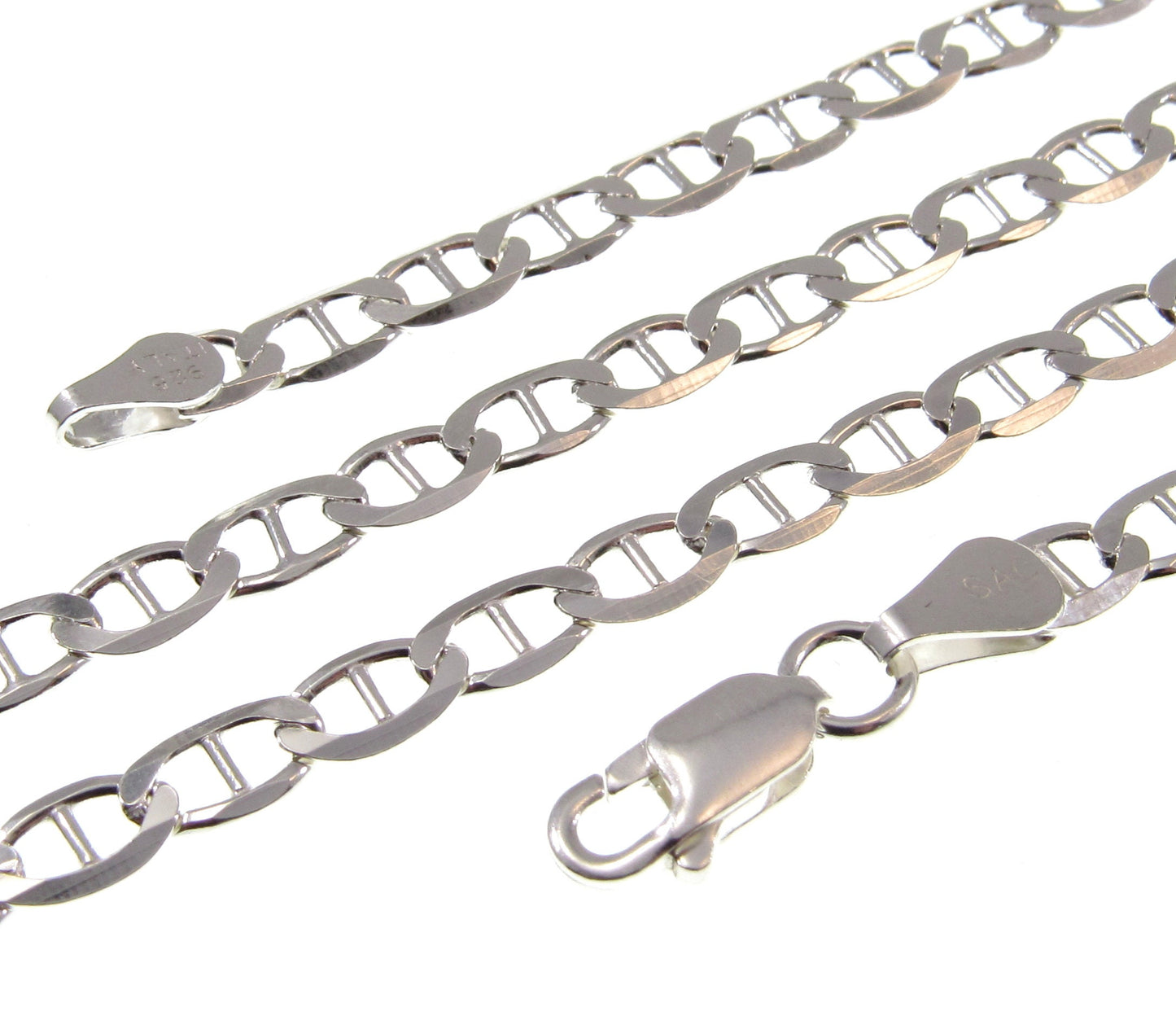 4.5MM 100 Gauge Solid 925 Sterling Silver Italian Mariner / Marina Chain, Made in Italy, Unisex Necklace or Bracelet, 7 - 30 Inches