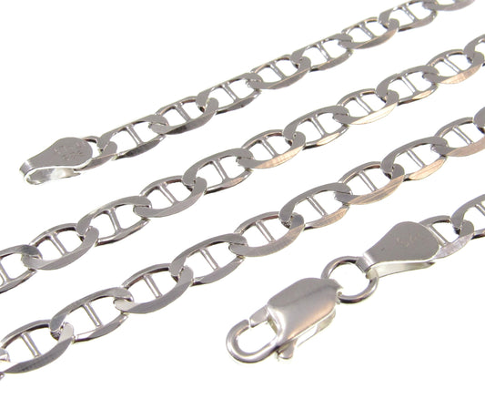 4.5MM 100 Gauge Solid 925 Sterling Silver Italian Mariner / Marina Chain, Made in Italy, Unisex Necklace or Bracelet, 7 - 30 Inches