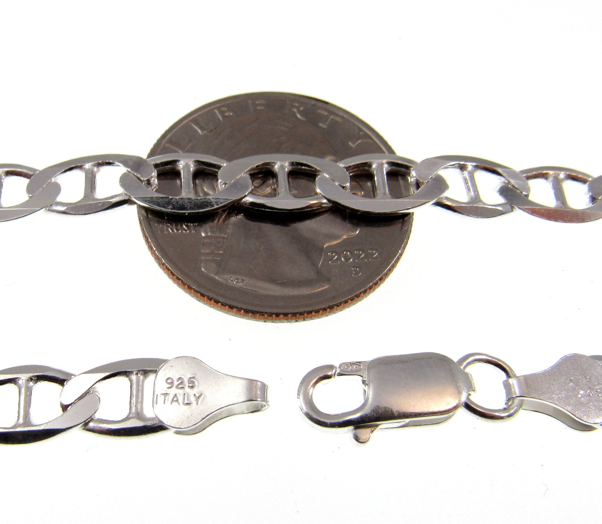 6.4MM 150 Gauge Solid 925 Sterling Silver Italian Mariner / Marina Chain, Made in Italy, Mens Necklace or Bracelet, 7 - 30 Inches