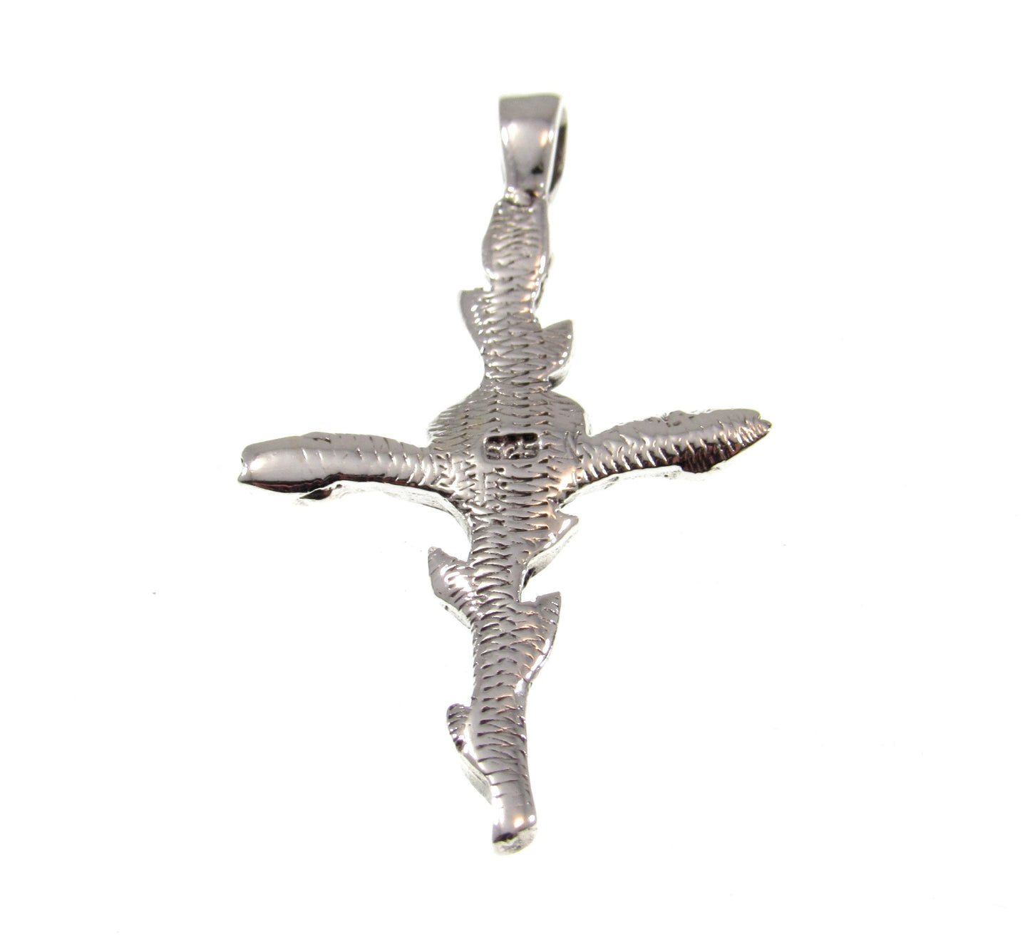 Solid 925 Sterling Silver Rose Cross Slide Pendant - Floral Crucifix Necklace Charm, Christian Faith Jewelry, Religious Gift for Women
