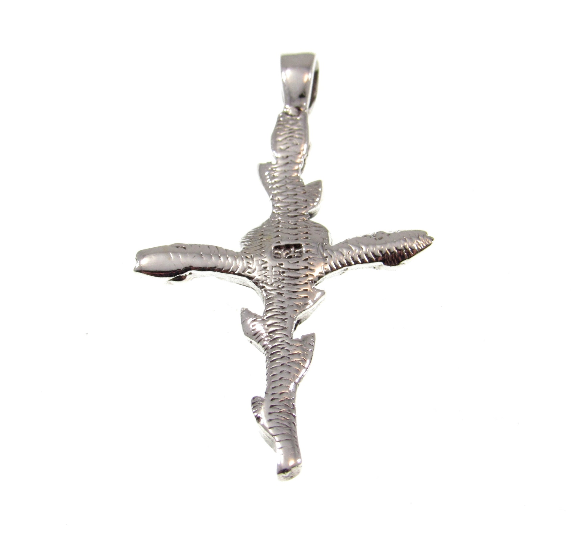 Solid 925 Sterling Silver Rose Cross Slide Pendant - Floral Crucifix Necklace Charm, Christian Faith Jewelry, Religious Gift for Women