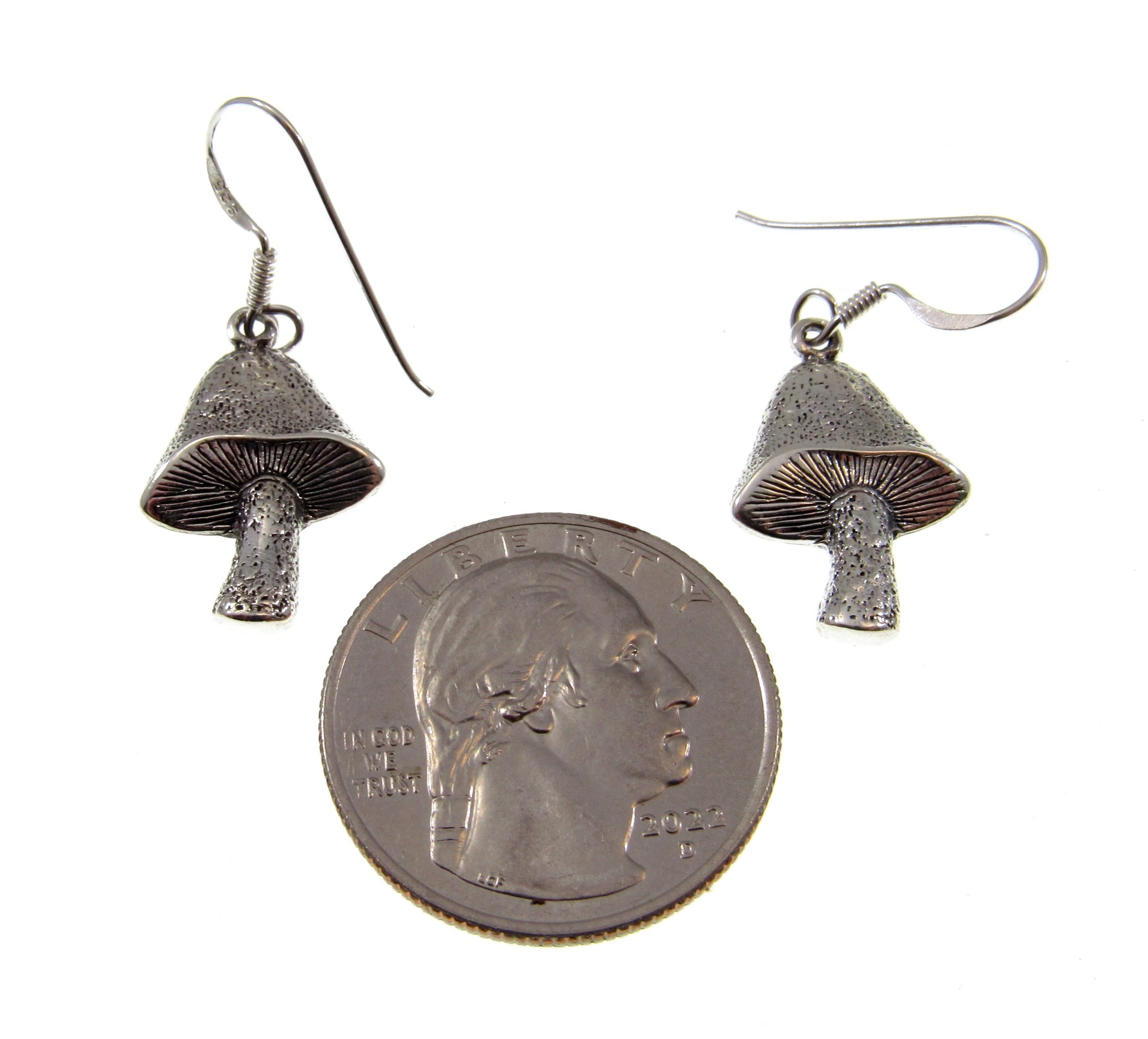 Solid 925 Sterling Silver Mushroom Earrings – Textured Toadstool Dangle Jewelry, Nature Lover Gift, Boho Festival Style, Fungi Earrings