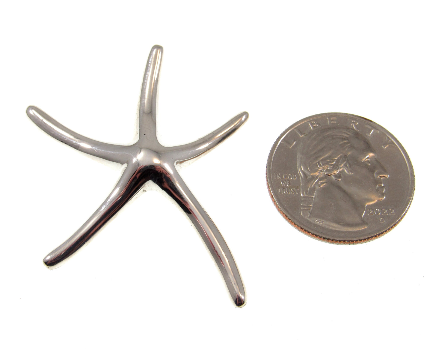 Solid 925 Sterling Silver Starfish Slide Pendant, Polished Sea Life Jewelry, Choose Size: Medium or Large, Nautical Beachcore Jewelry