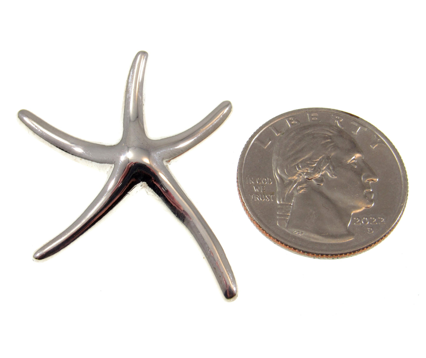 Solid 925 Sterling Silver Starfish Slide Pendant, Polished Sea Life Jewelry, Choose Size: Medium or Large, Nautical Beachcore Jewelry