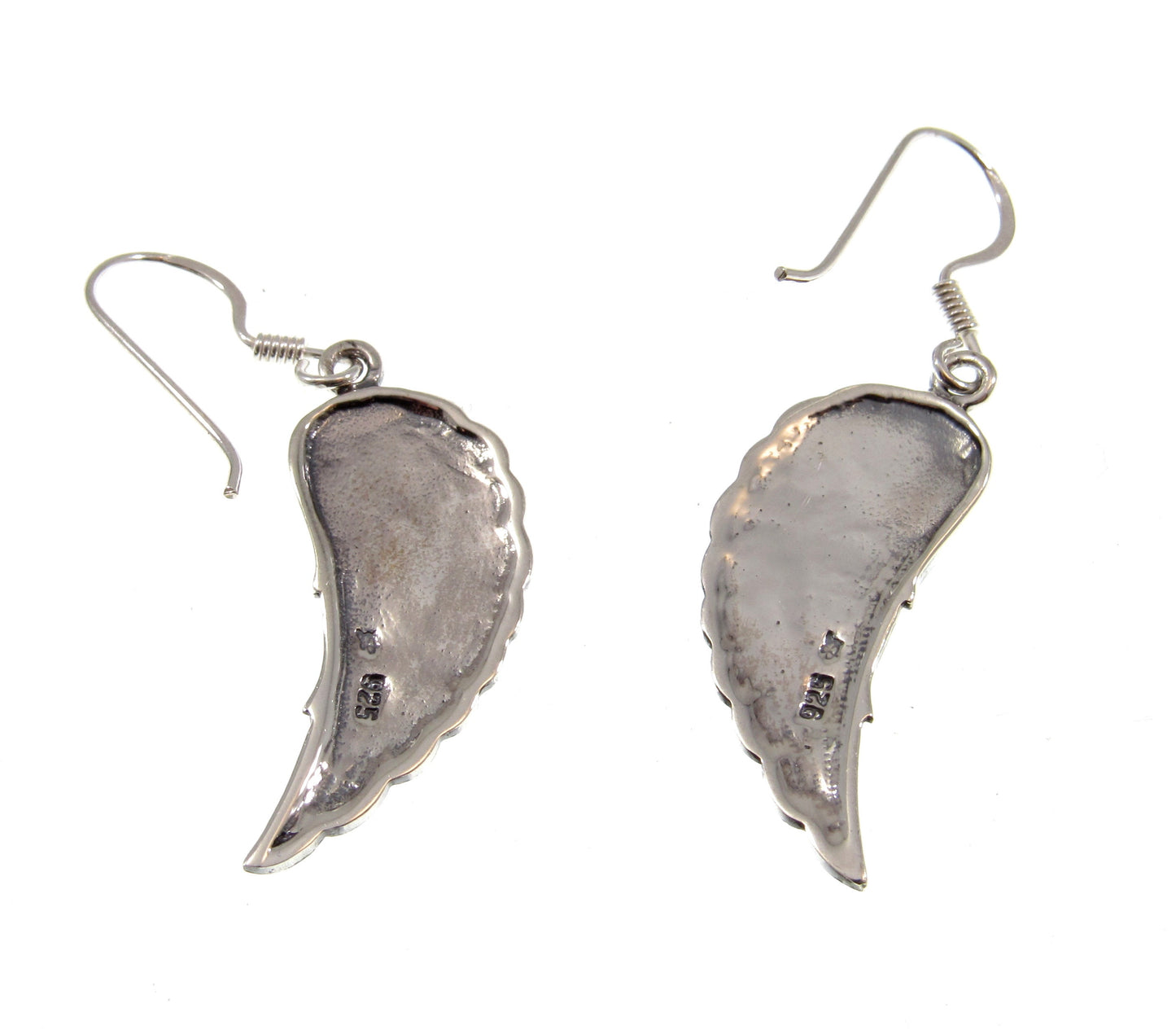 Solid 925 Sterling Silver Angel Wing Earrings, Handcrafted Drop Dangle Hook Earrings, Symbol of Protection Jewelry