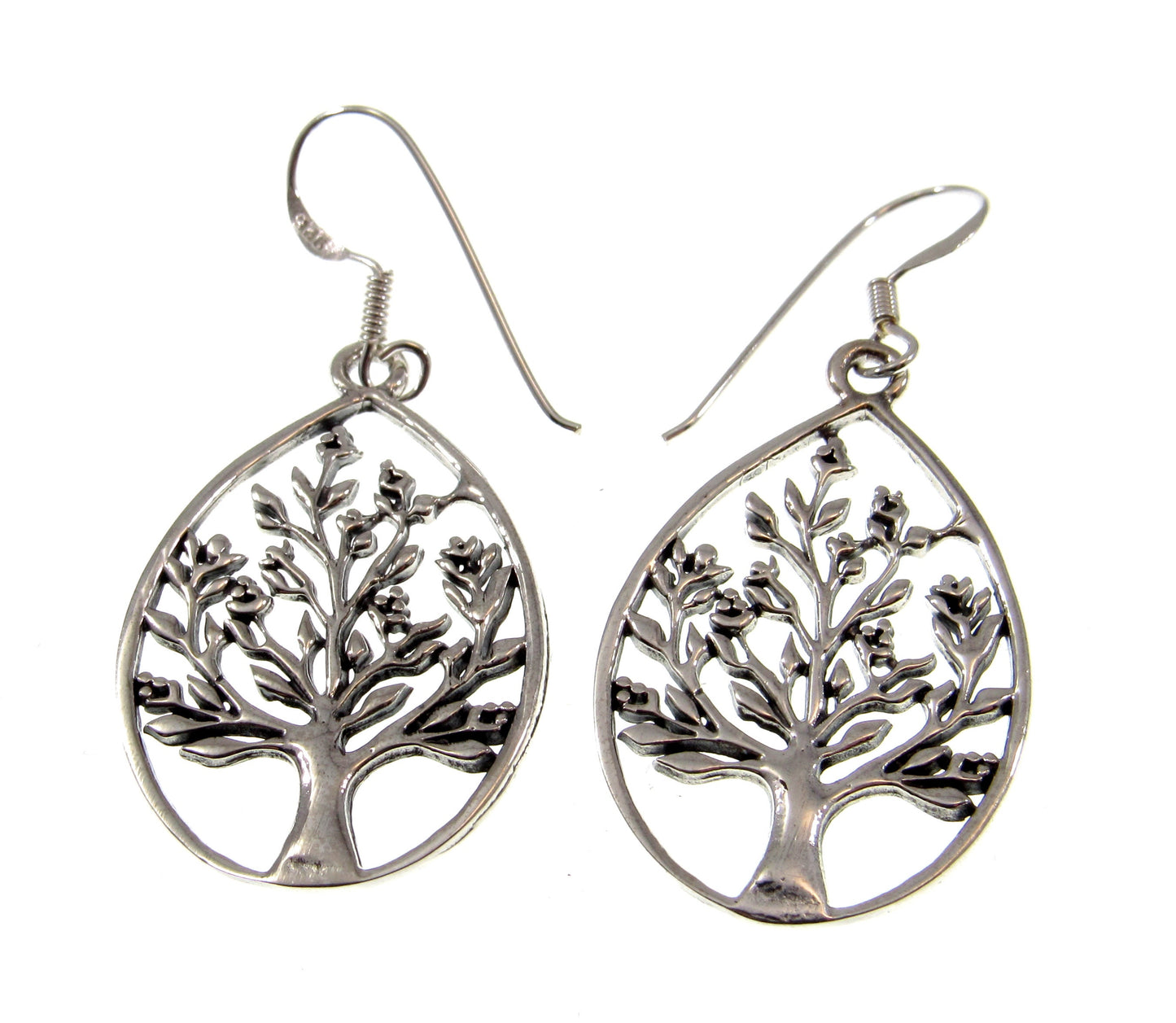 Solid 925 Sterling Silver Tree of Life Earrings, Drop Dangle Hook Earrings, Yggdrasil Sacred Tree Jewelry, Celtic Forestcore Fairycore Gift