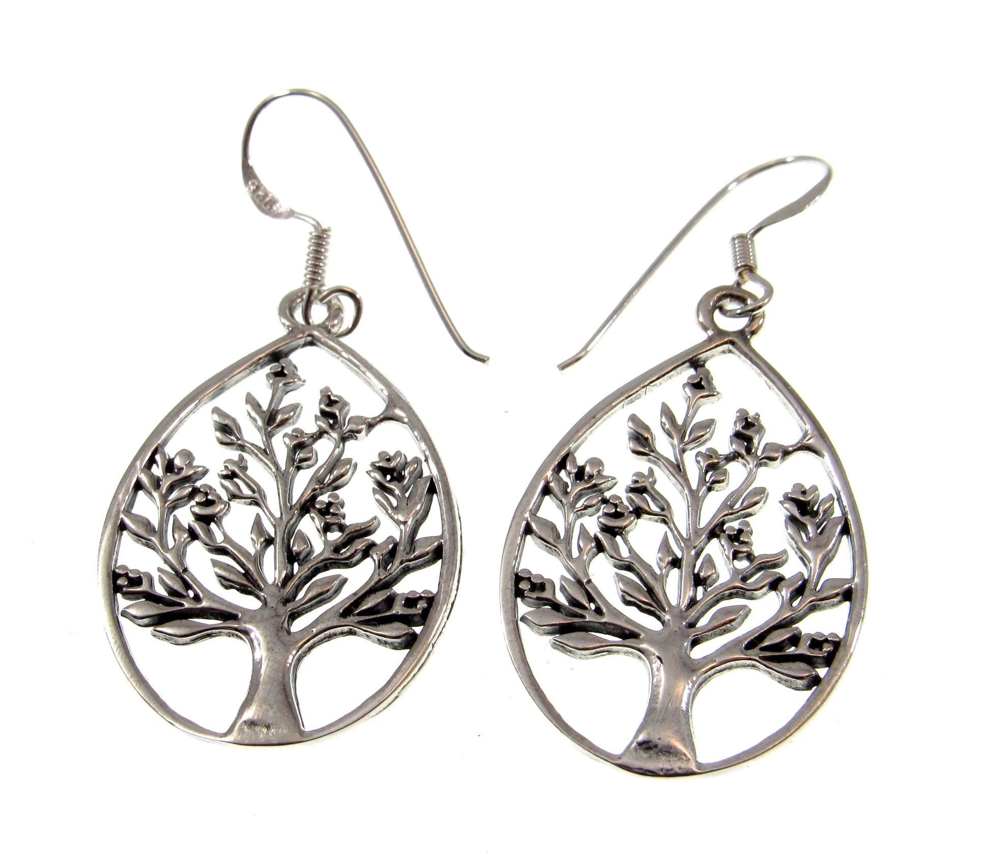 Solid 925 Sterling Silver Tree of Life Earrings, Drop Dangle Hook Earrings, Yggdrasil Sacred Tree Jewelry, Celtic Forestcore Fairycore Gift