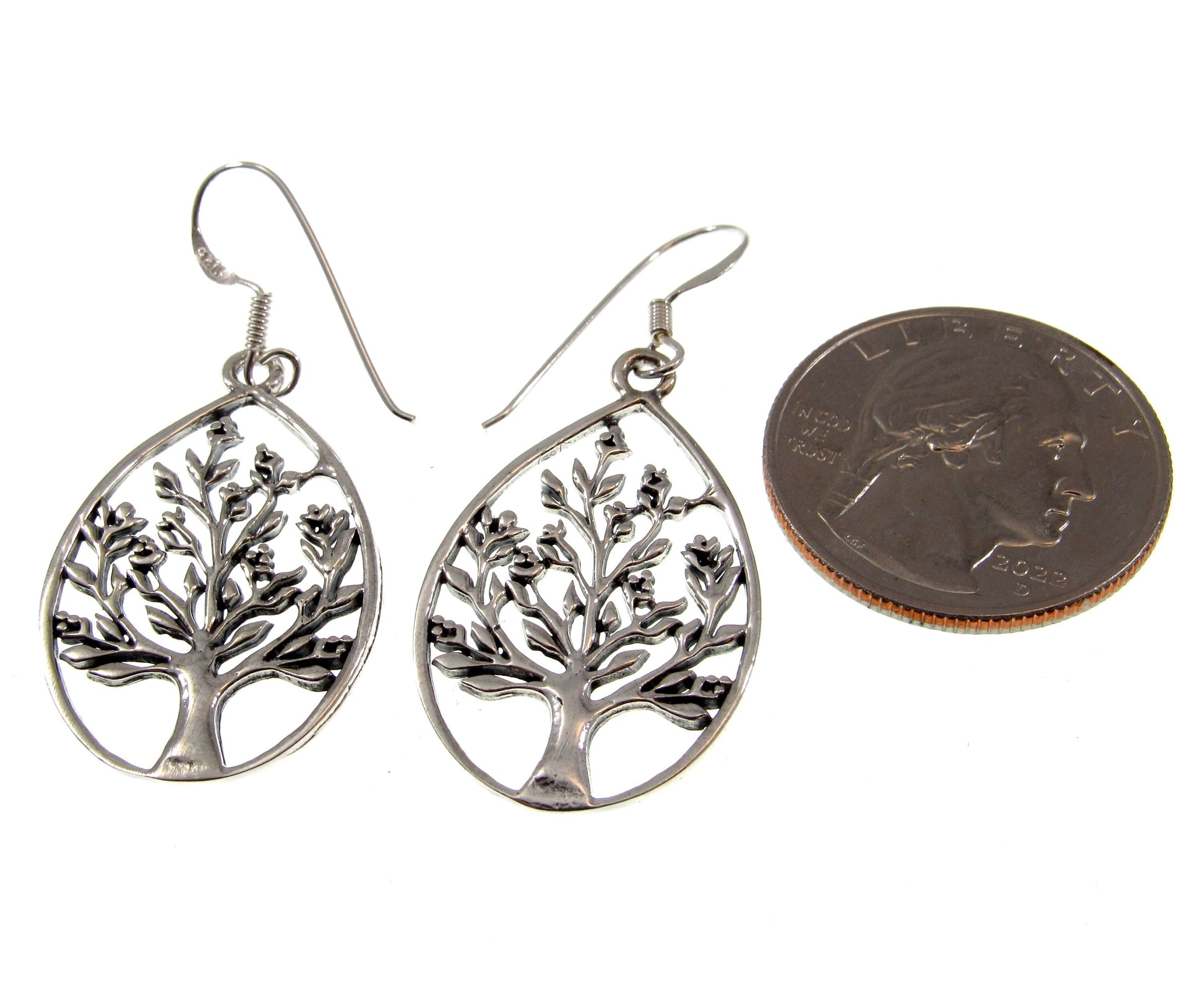 Solid 925 Sterling Silver Tree of Life Earrings, Drop Dangle Hook Earrings, Yggdrasil Sacred Tree Jewelry, Celtic Forestcore Fairycore Gift