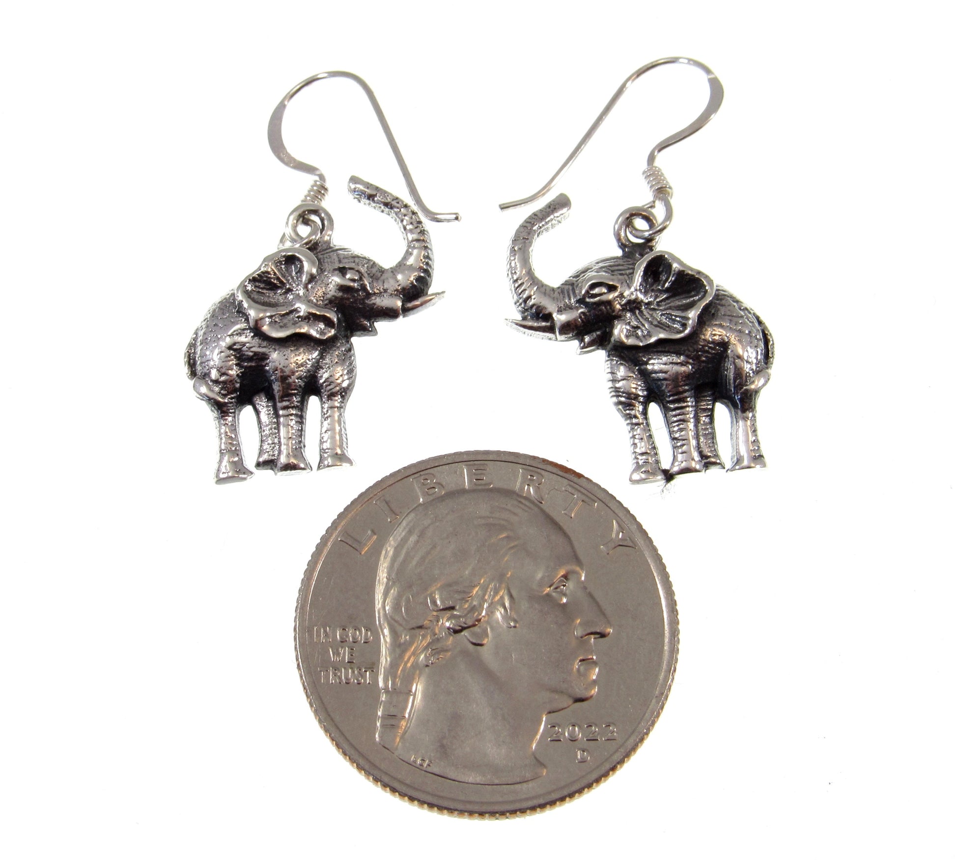 Solid 925 Sterling Silver Elephant Earrings – Detailed Safari Wildlife Dangle Jewelry – Handcrafted Silver Animal Lover Gift for Women