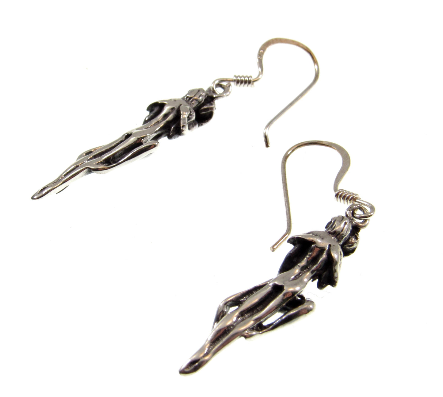 Solid 925 Sterling Silver 3D Kama Sutra Earrings, Handcrafted Drop Dangle Hook Earrings, Lovers Embrace Post, Erotic Abstract Jewelry