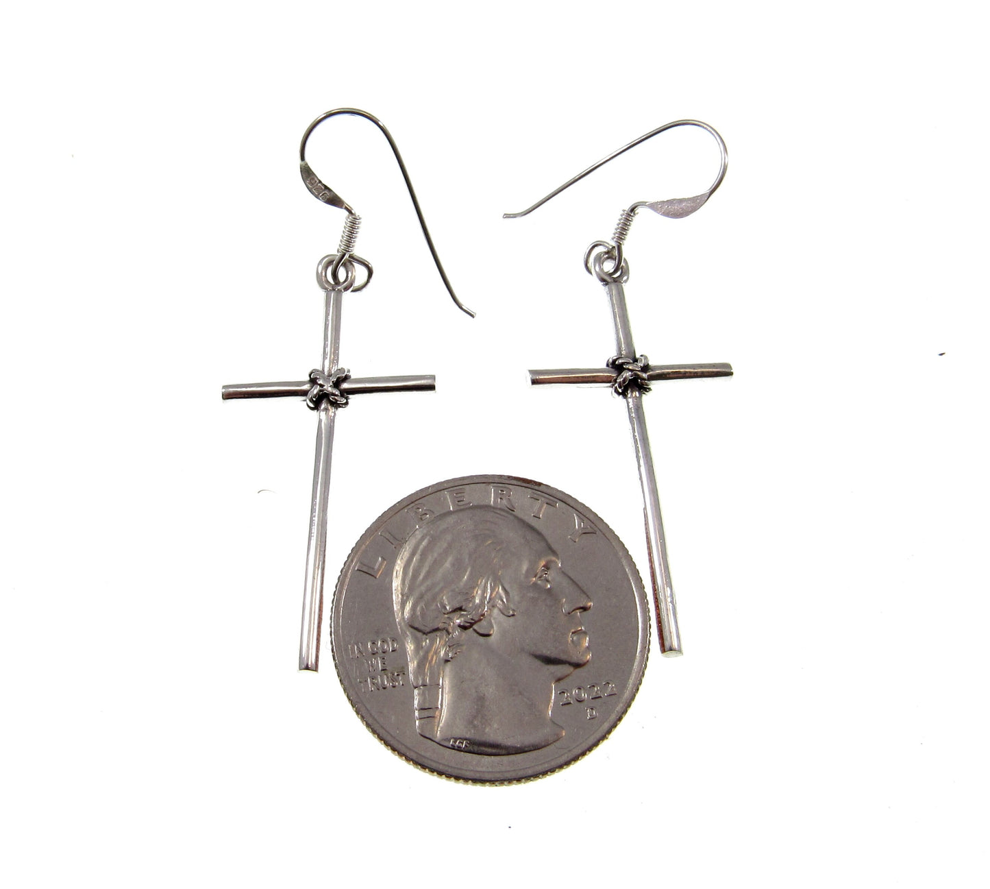 Solid 925 Sterling Silver Cross Earrings – Christian Jewelry, Faith Dangle Earrings, Religious Gift for Women, Drop / Dangle / Hook Earrings